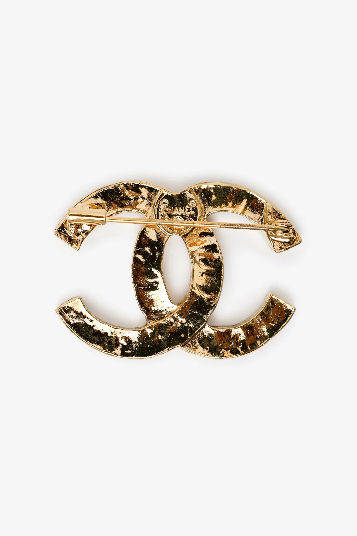 Pre-Loved Chanel™ 1990-2000 Gold Tone CC Rhinestone Embellished Brooch - Image 2