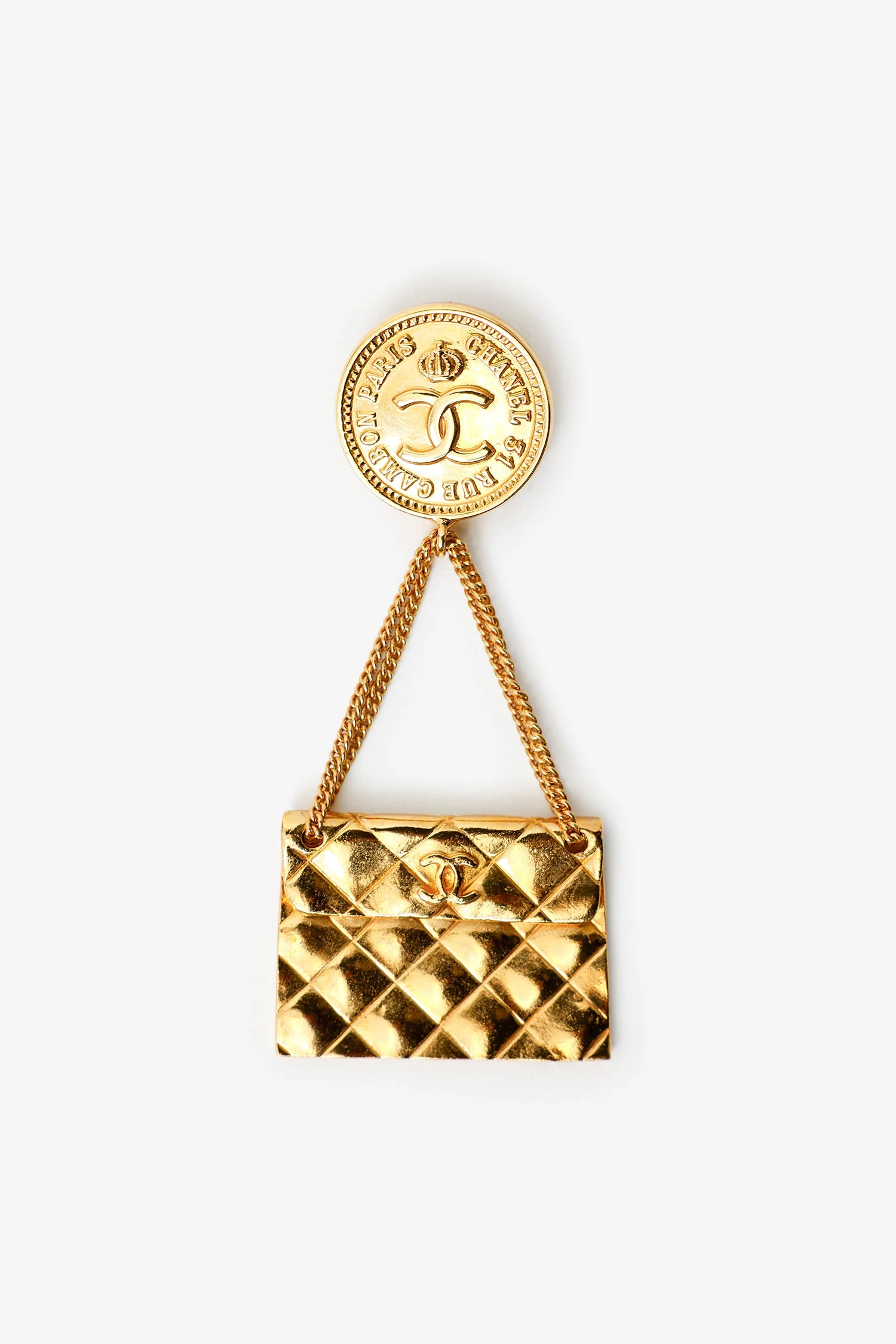 Pre-Loved Chanel™ 1993 Gold-Plated Handbag Brooch - Image 2