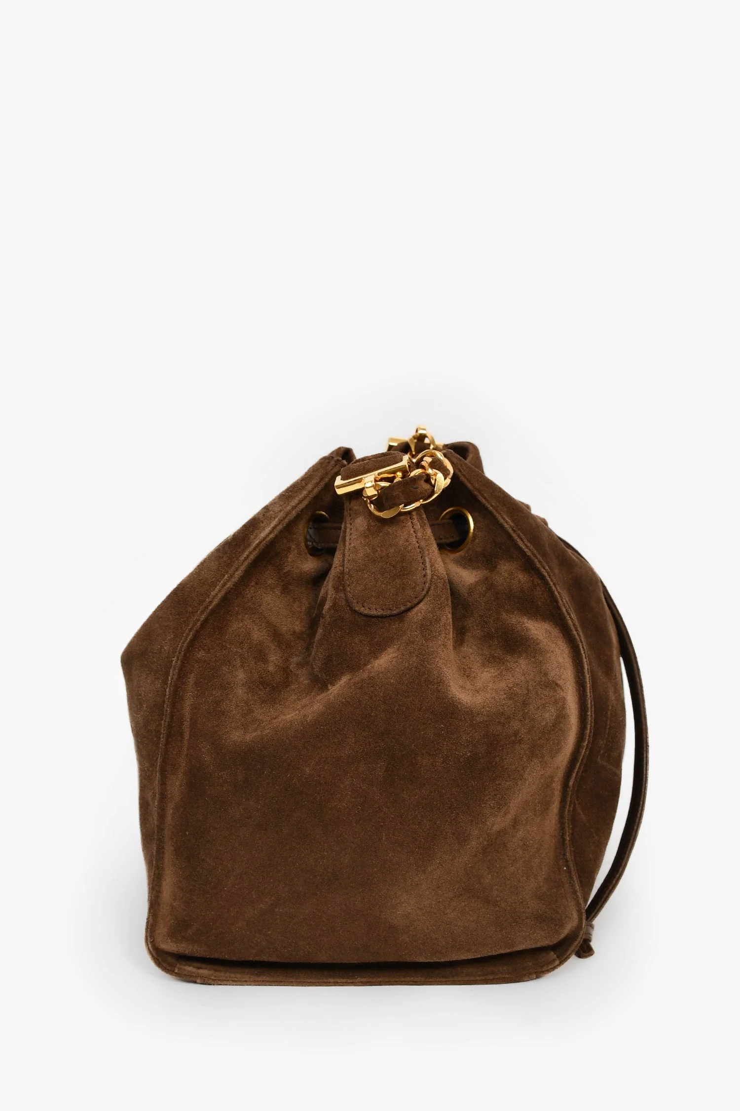 Pre-Loved Chanel™ 1994-96 Brown Suede Timeless Drawstring Bucket Bag - Image 3