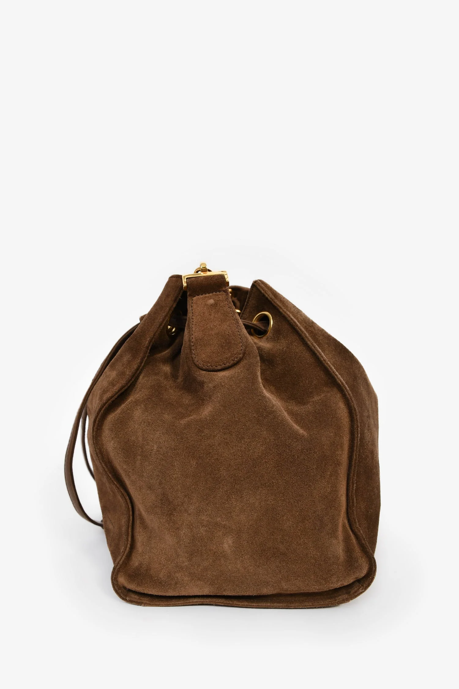Pre-Loved Chanel™ 1994-96 Brown Suede Timeless Drawstring Bucket Bag - Image 4
