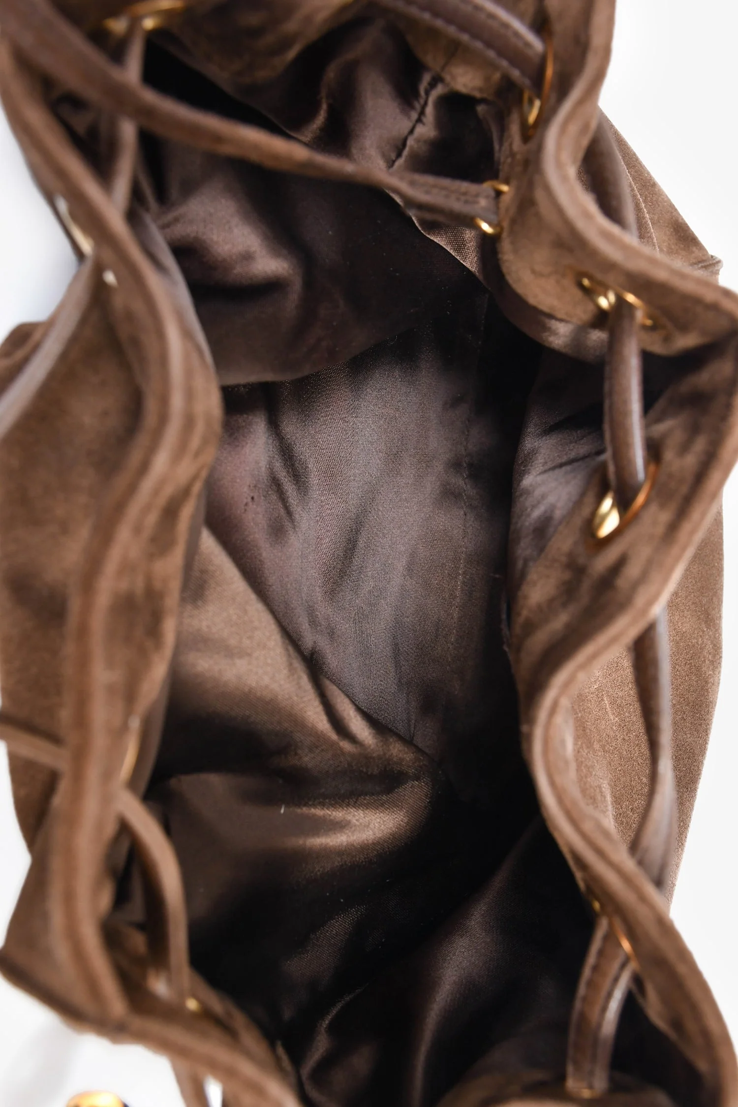 Pre-Loved Chanel™ 1994-96 Brown Suede Timeless Drawstring Bucket Bag - Image 6