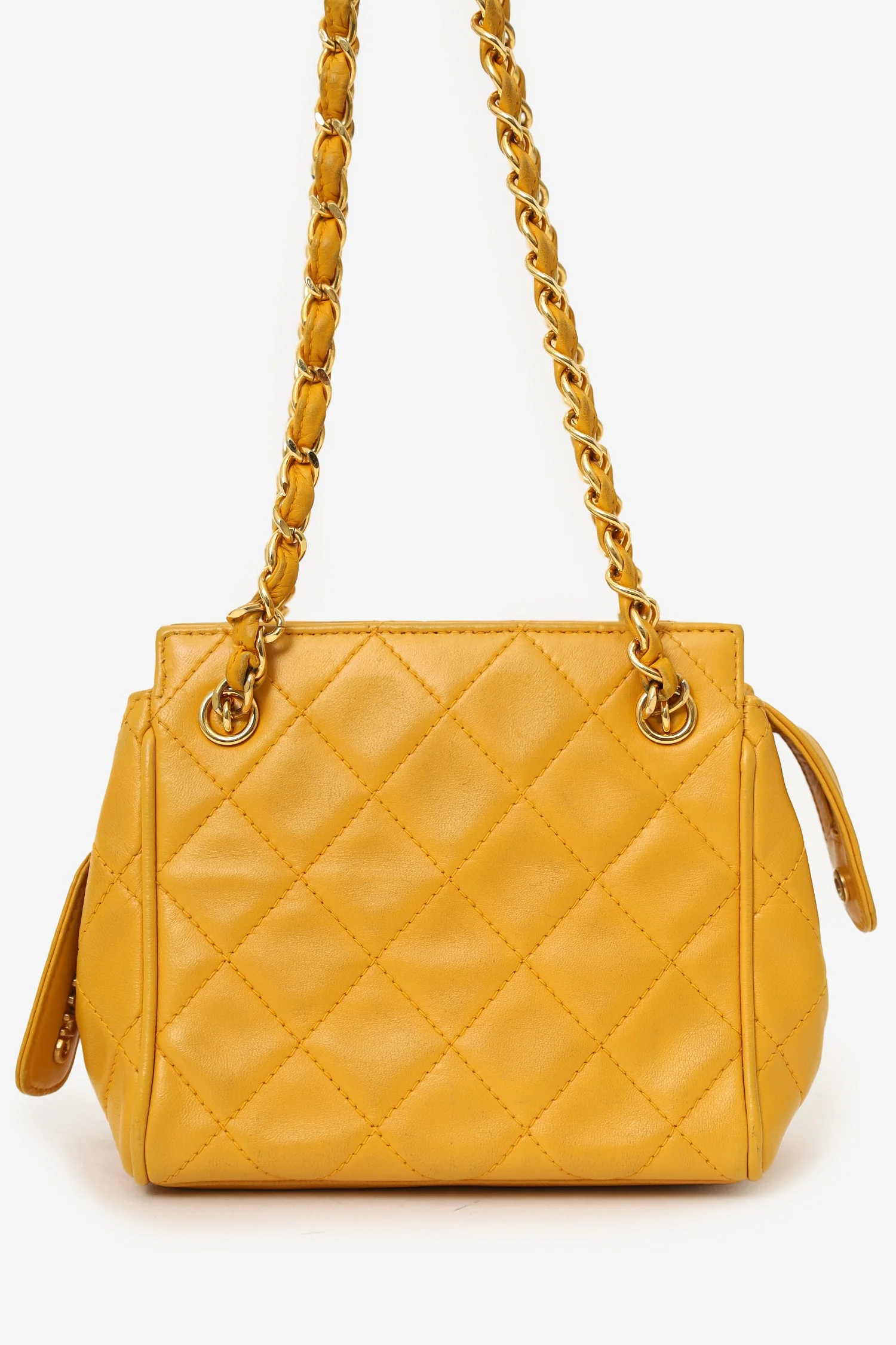 Pre-Loved Chanel™ 1994-96 Yellow Quilted Lambskin Mini Square Bag - Image 3