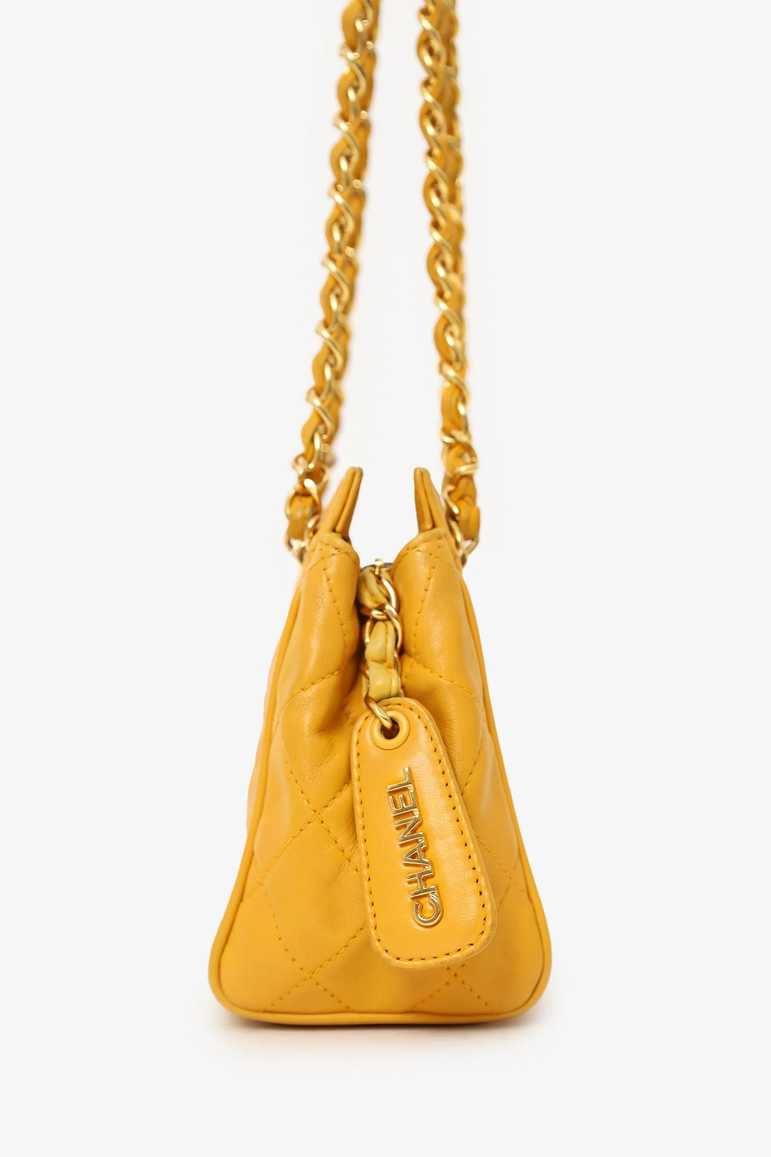 Pre-Loved Chanel™ 1994-96 Yellow Quilted Lambskin Mini Square Bag - Image 4