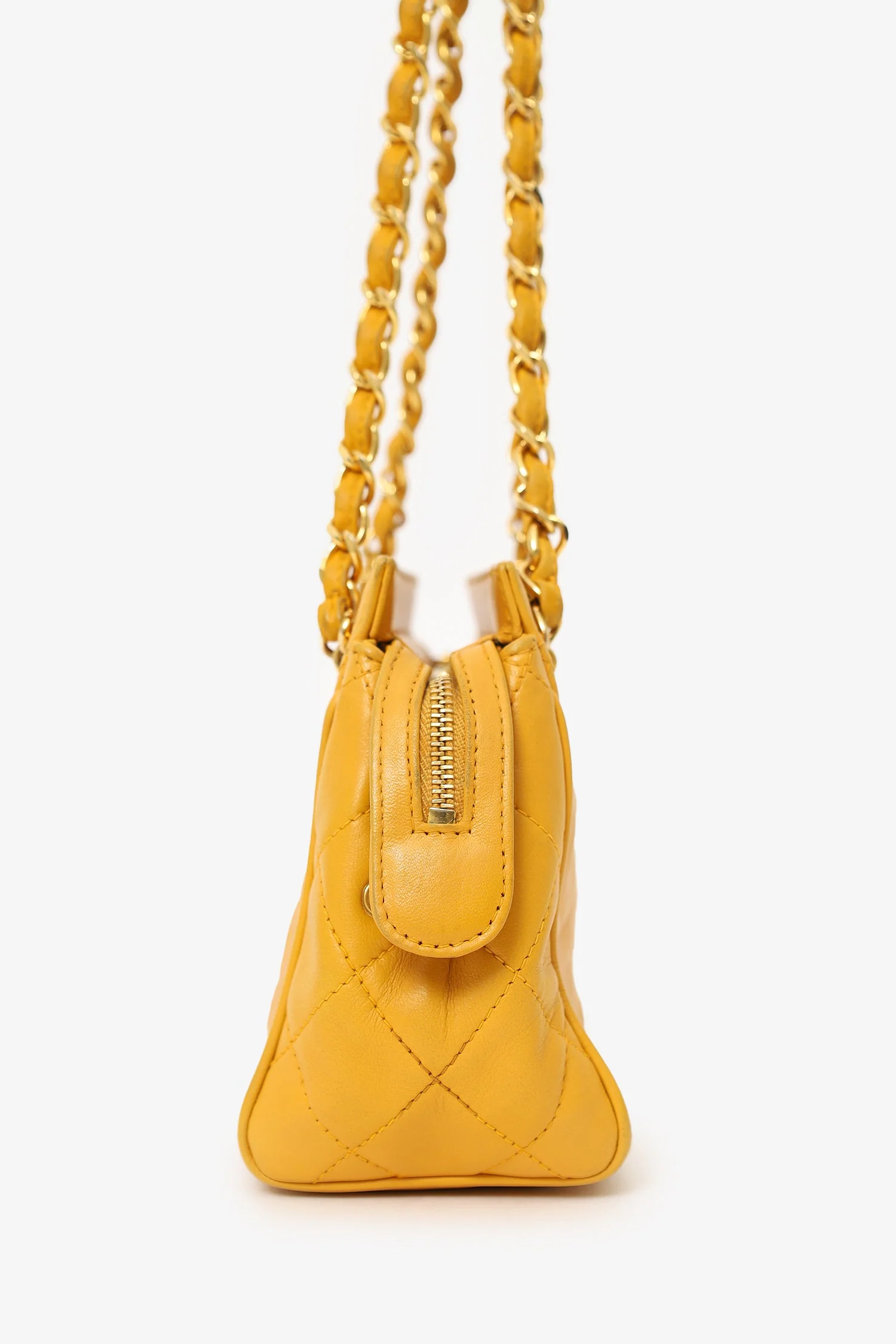 Pre-Loved Chanel™ 1994-96 Yellow Quilted Lambskin Mini Square Bag - Image 5