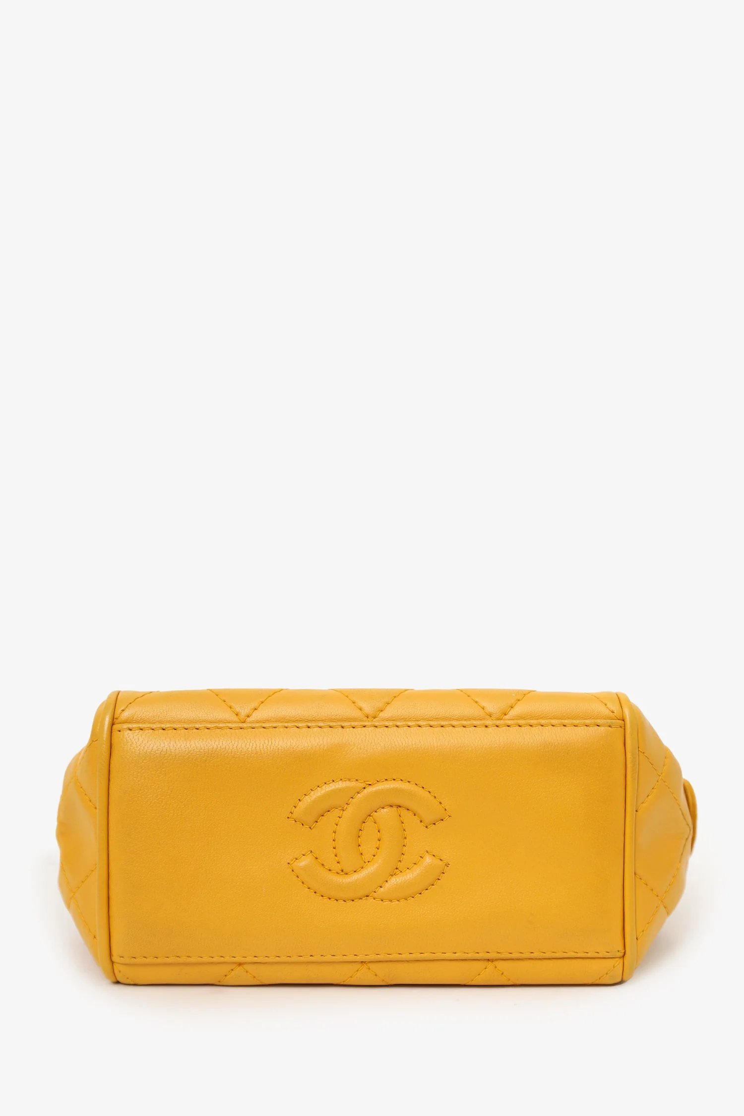 Pre-Loved Chanel™ 1994-96 Yellow Quilted Lambskin Mini Square Bag - Image 6