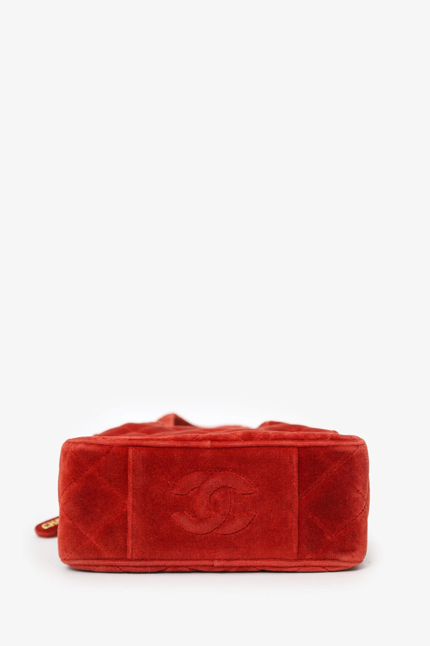 Pre-Loved Chanel™ 1996-97 Red Velvet Quilted Mini Square Tote Bag - Image 6