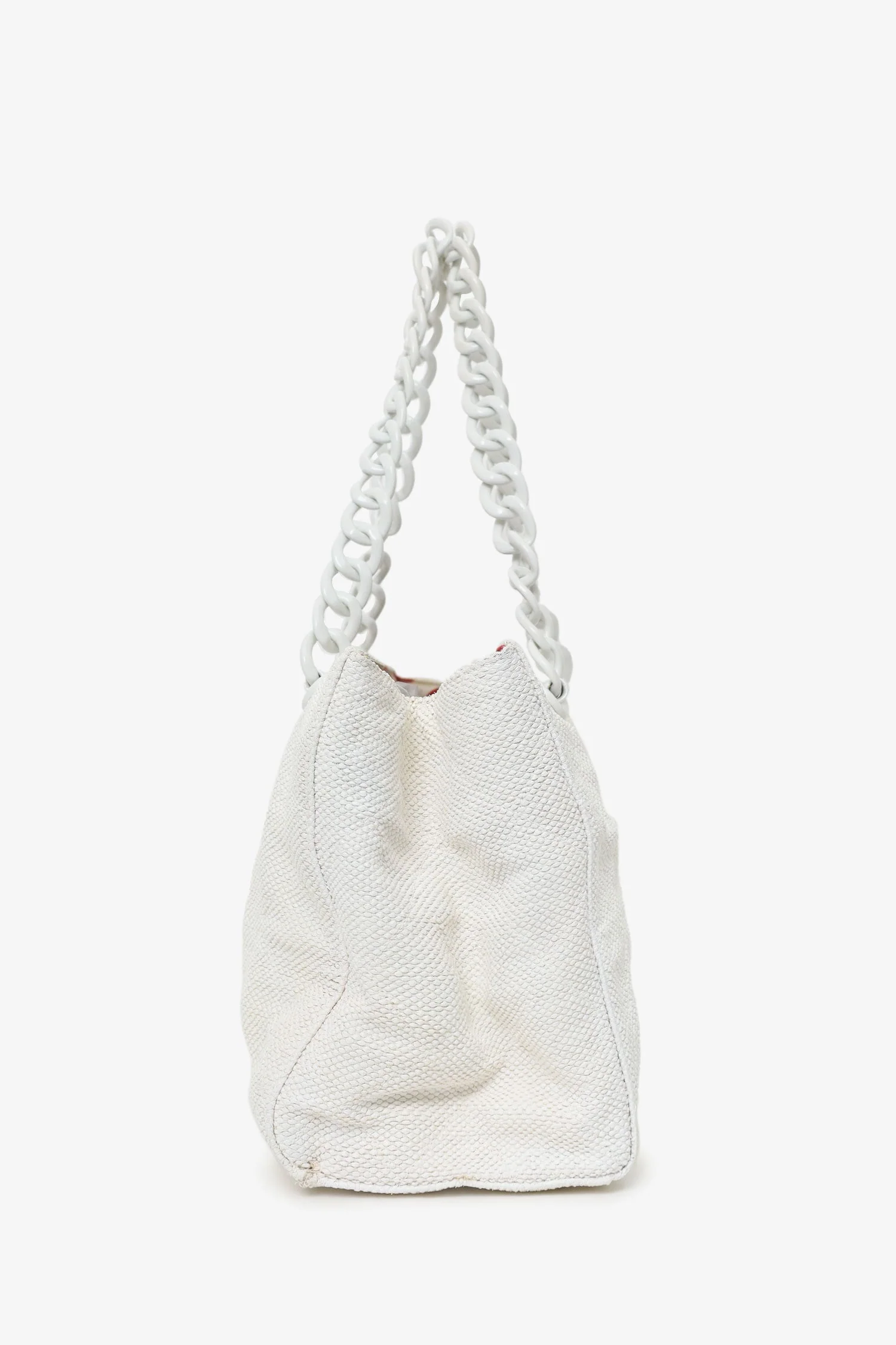 Pre-Loved Chanel™ 2000-02 White Raffia Chain Beach Tote With Pouches - Image 4