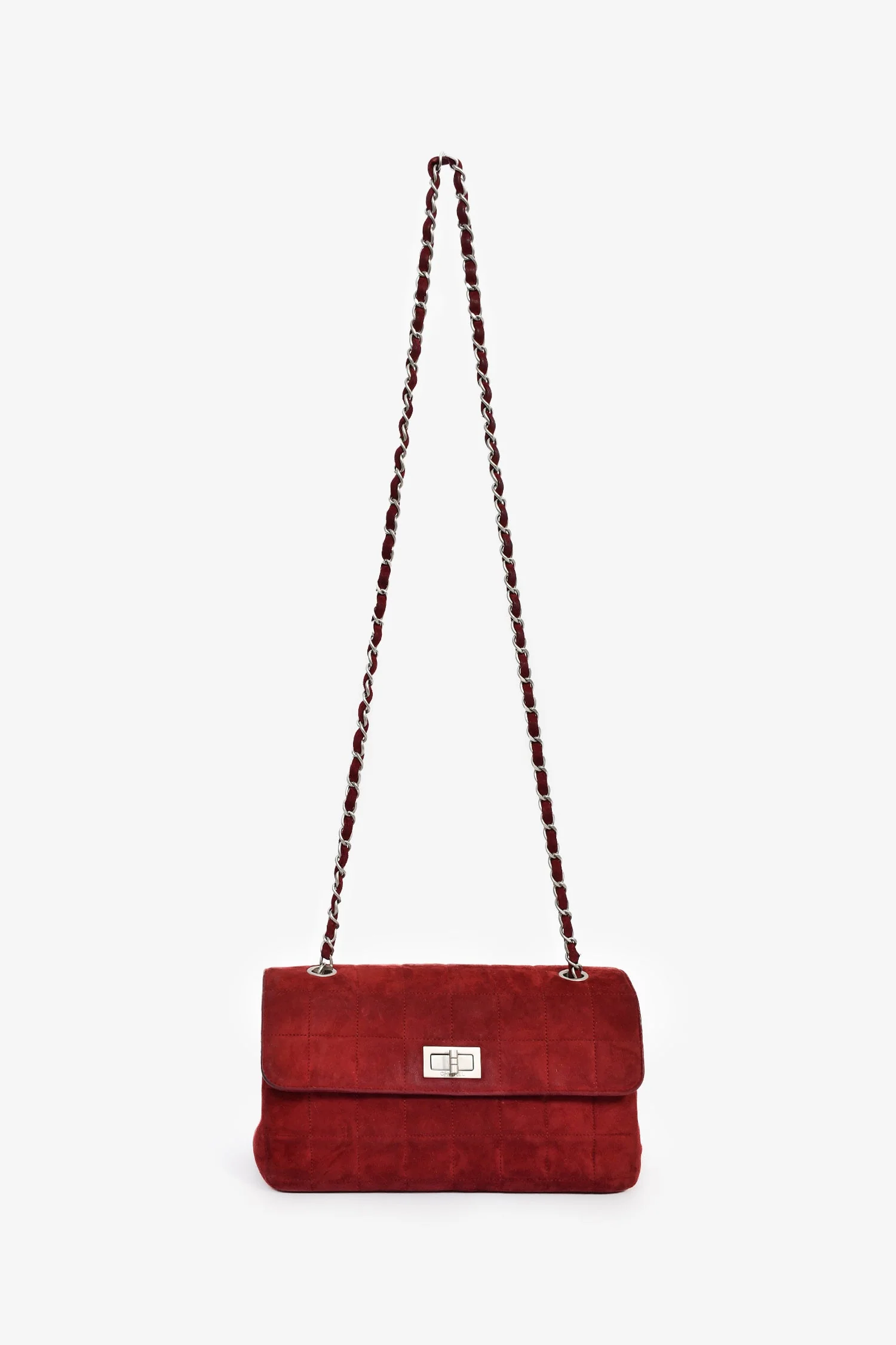 Pre-Loved Chanel™ 2000/2002 Burgundy Suede 2.55 'Choco Bar' Reissue Shoulder Bag - Image 7