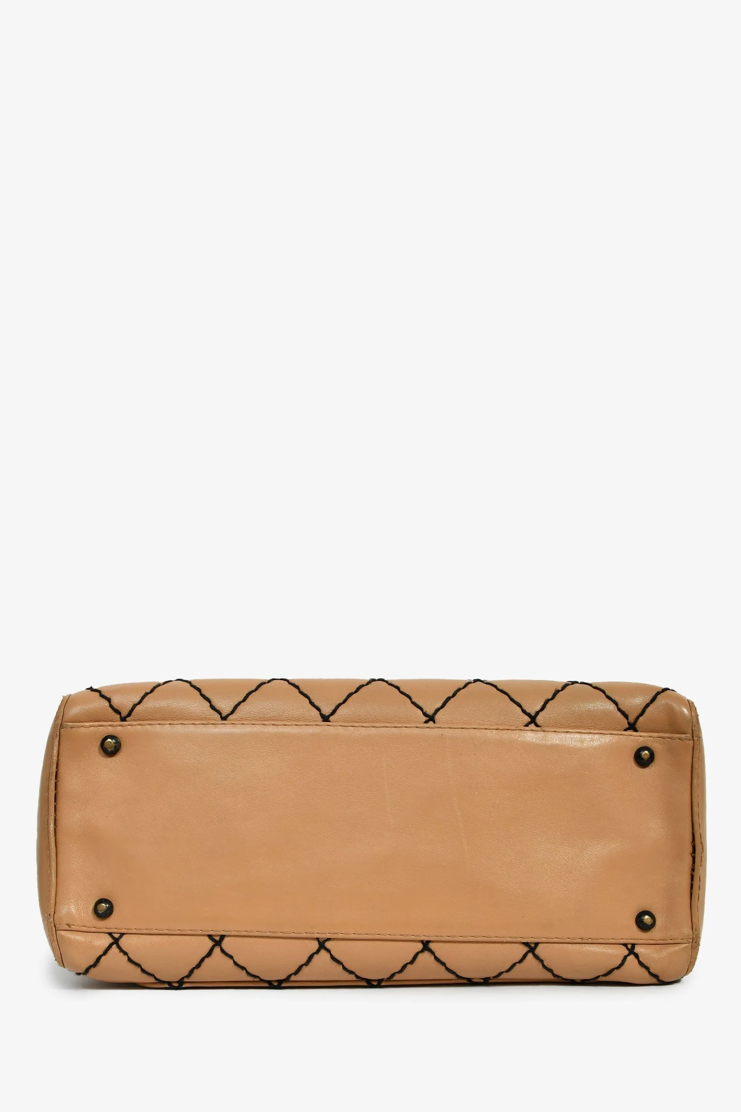 Pre-Loved Chanel™ 2000-2002 Tan Contrast Leather Medium Boston Bag - Image 6