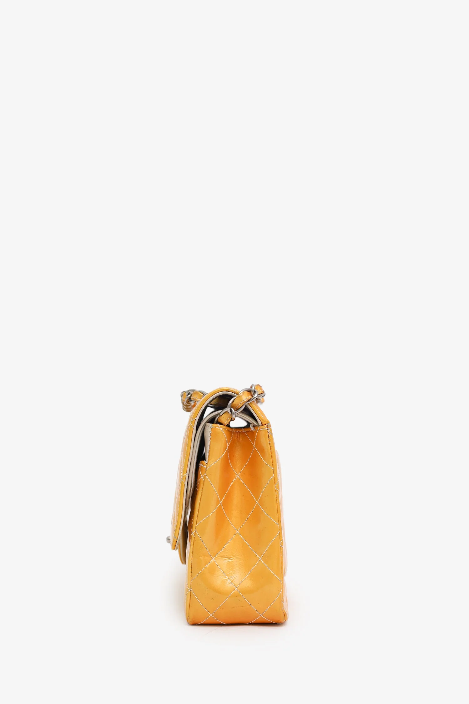 Pre-Loved Chanel™ 2000-2002 Yellow Patent Medium Double Flap Bag - Image 4
