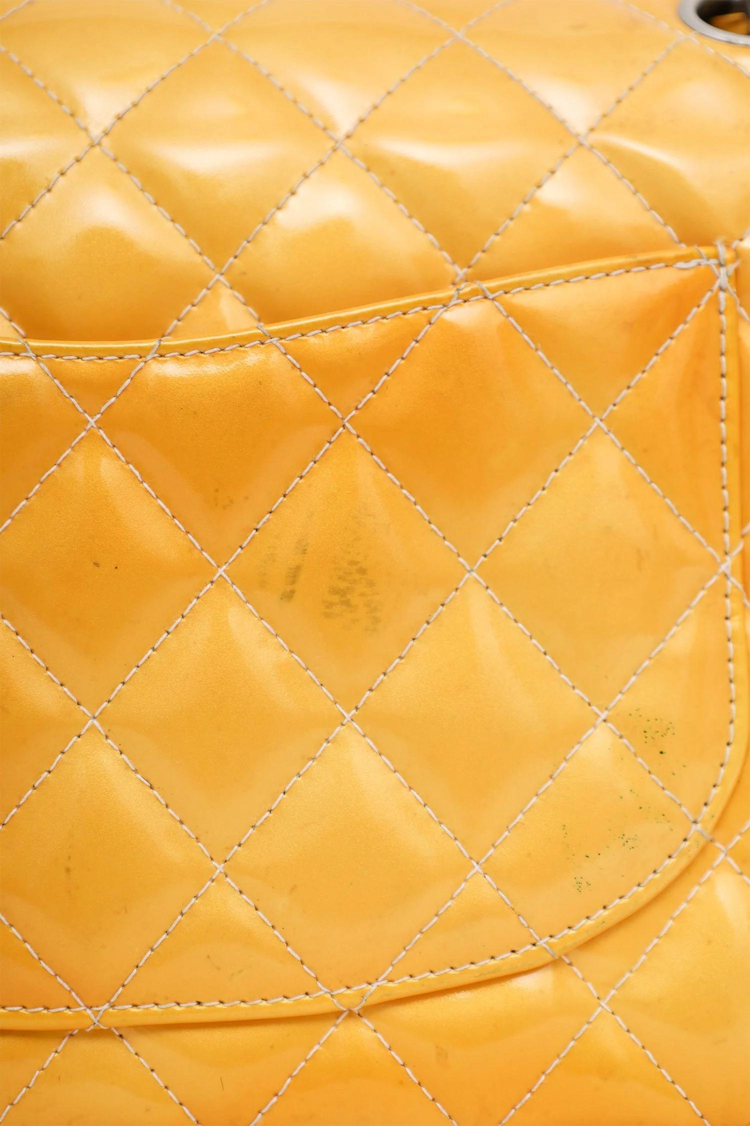 Pre-Loved Chanel™ 2000-2002 Yellow Patent Medium Double Flap Bag - Image 6