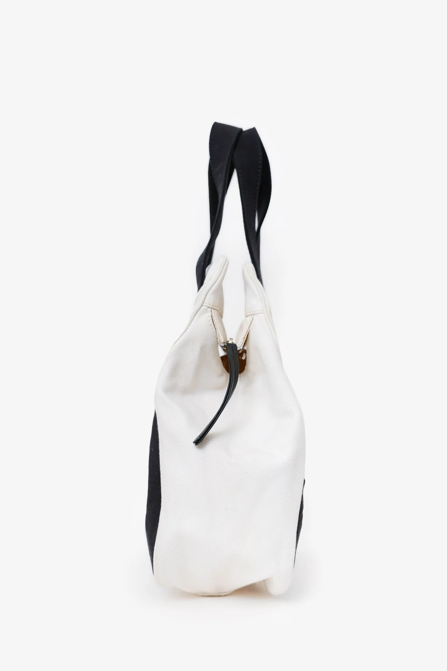 Pre-Loved Chanel™ 2003-04 Black/White Canvas Marshmallow CC Handle Bag - Image 3