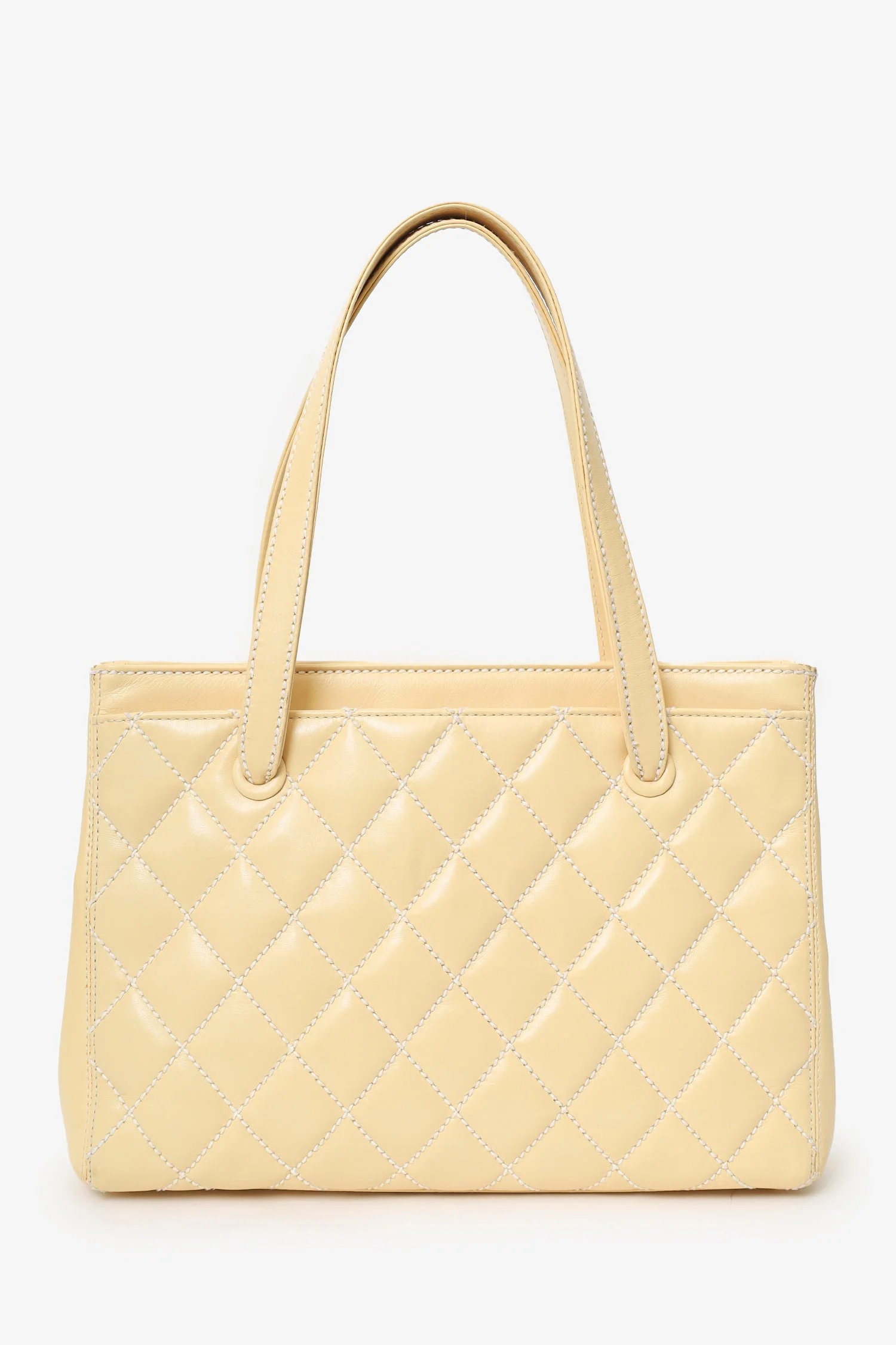 Pre-Loved Chanel™ 2004-05 Beige Leather Wild Stitch Surpique Tote Bag - Image 4