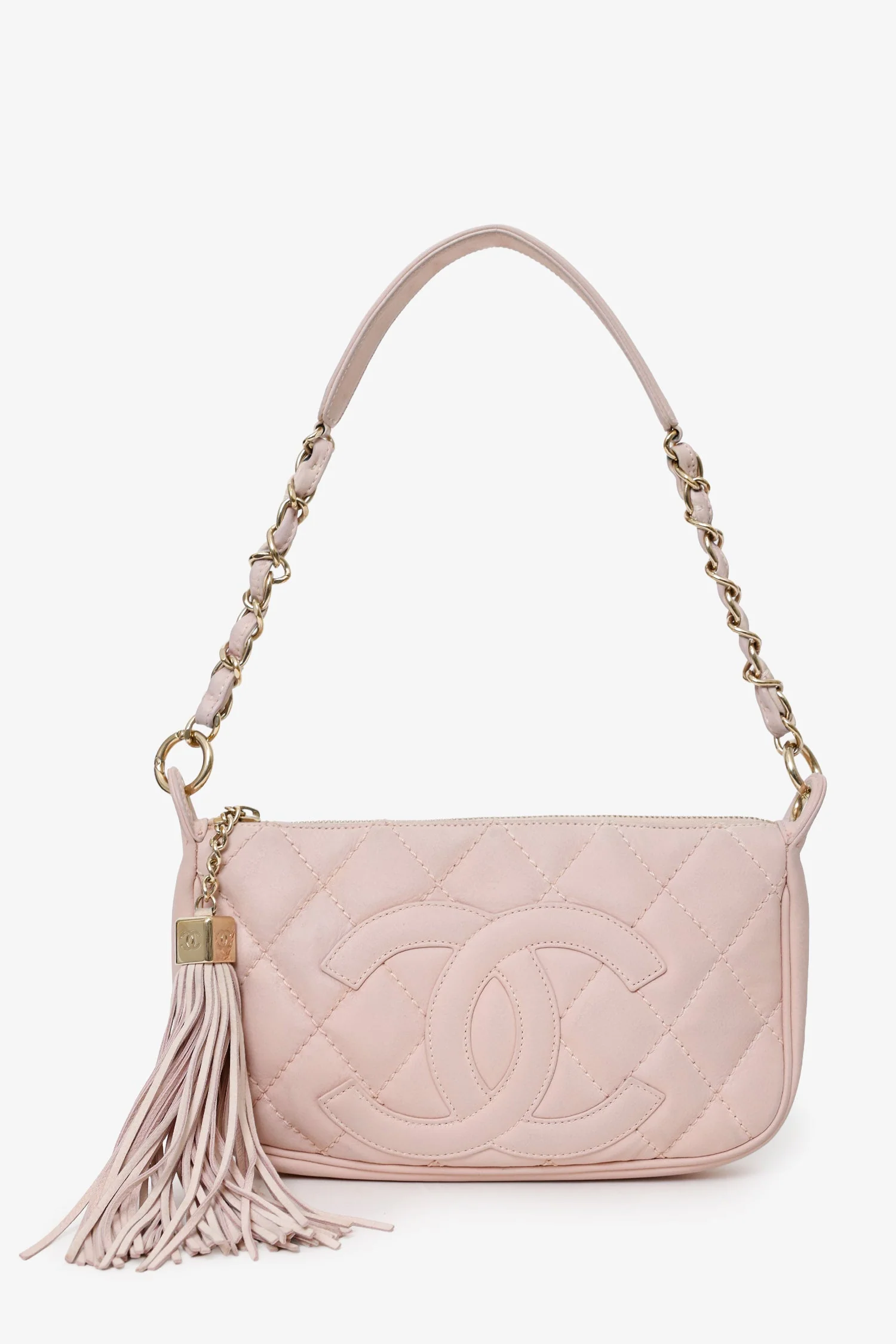 Pre-Loved Chanel™ 2004-05 Pink Quilted Leather Tassel Timeless Pochette - Image 6