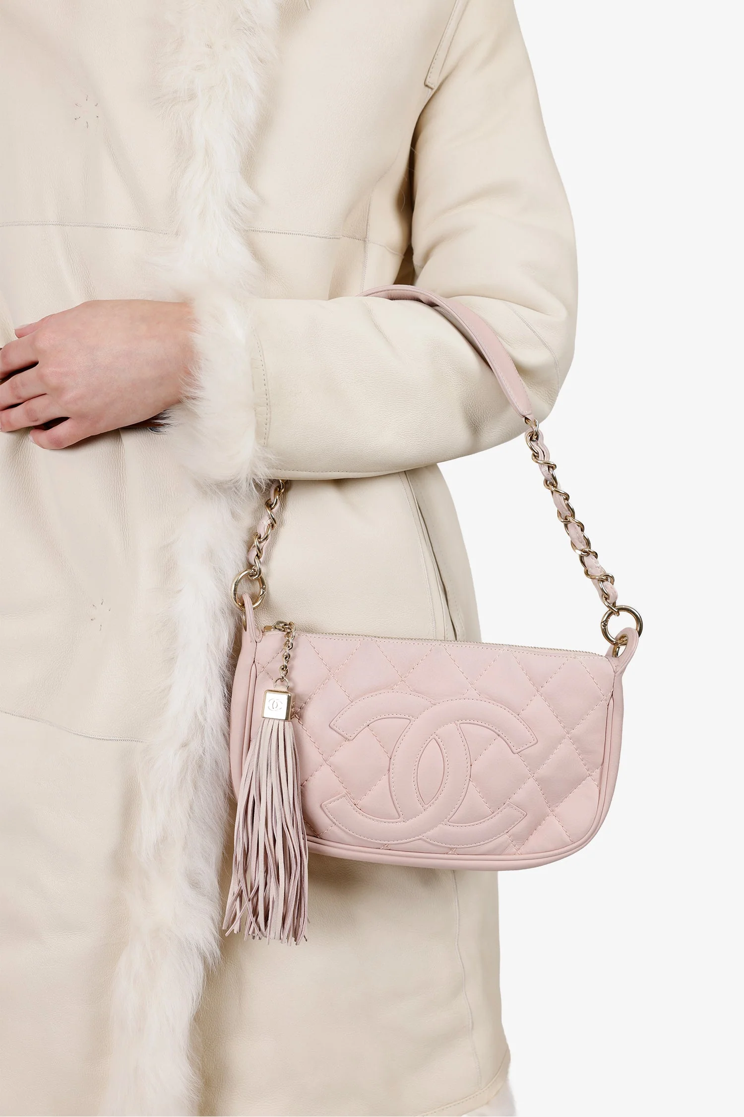 Pre-Loved Chanel™ 2004-05 Pink Quilted Leather Tassel Timeless Pochette - Image 8