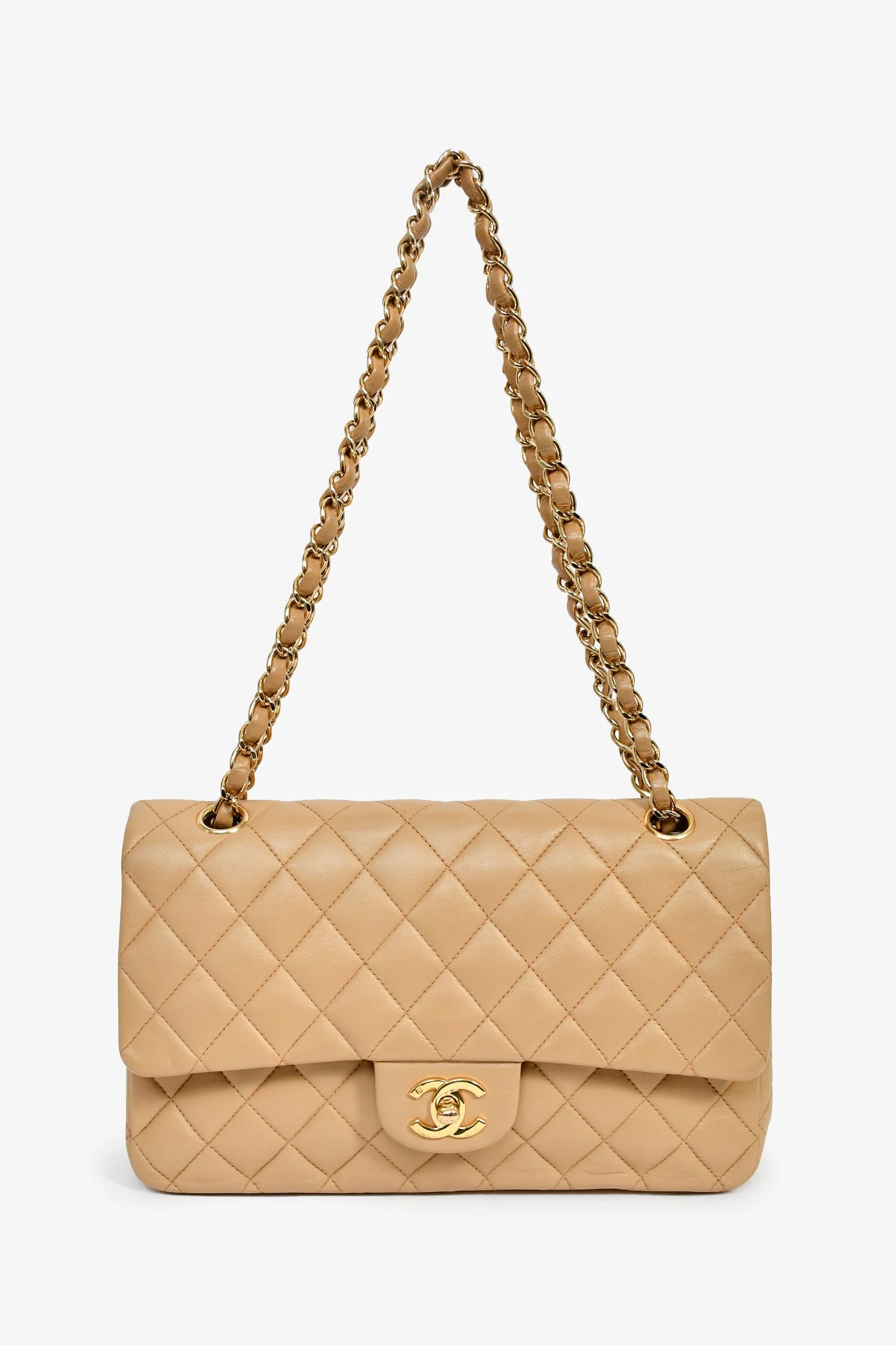 Pre-Loved Chanel™ 2006-08 Beige Leather Medium Double Flap - Image 7