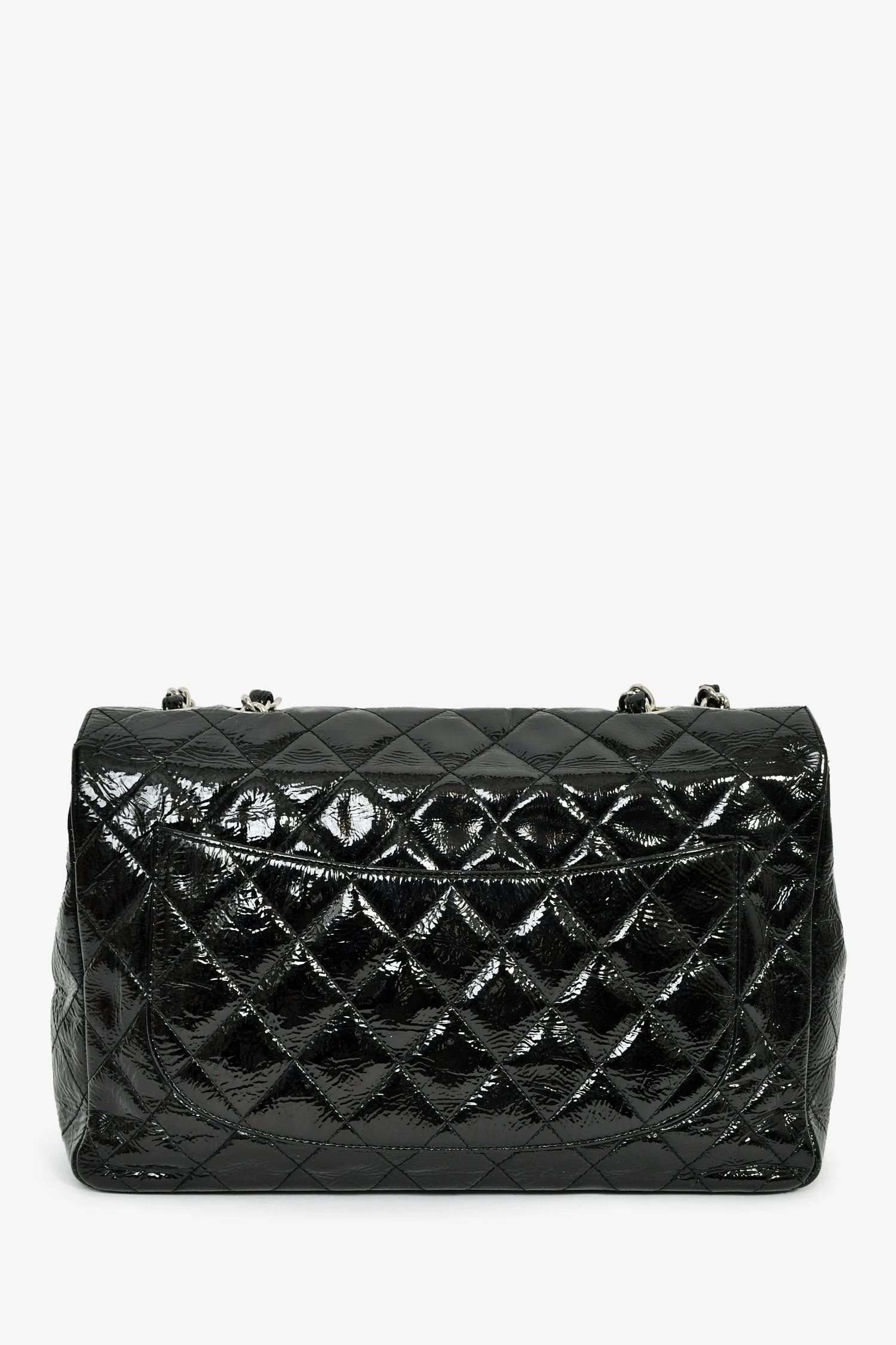 Pre-Loved Chanel™ 2006-08 Black Glossy Patent Single Jumbo Flap Bag - Image 2