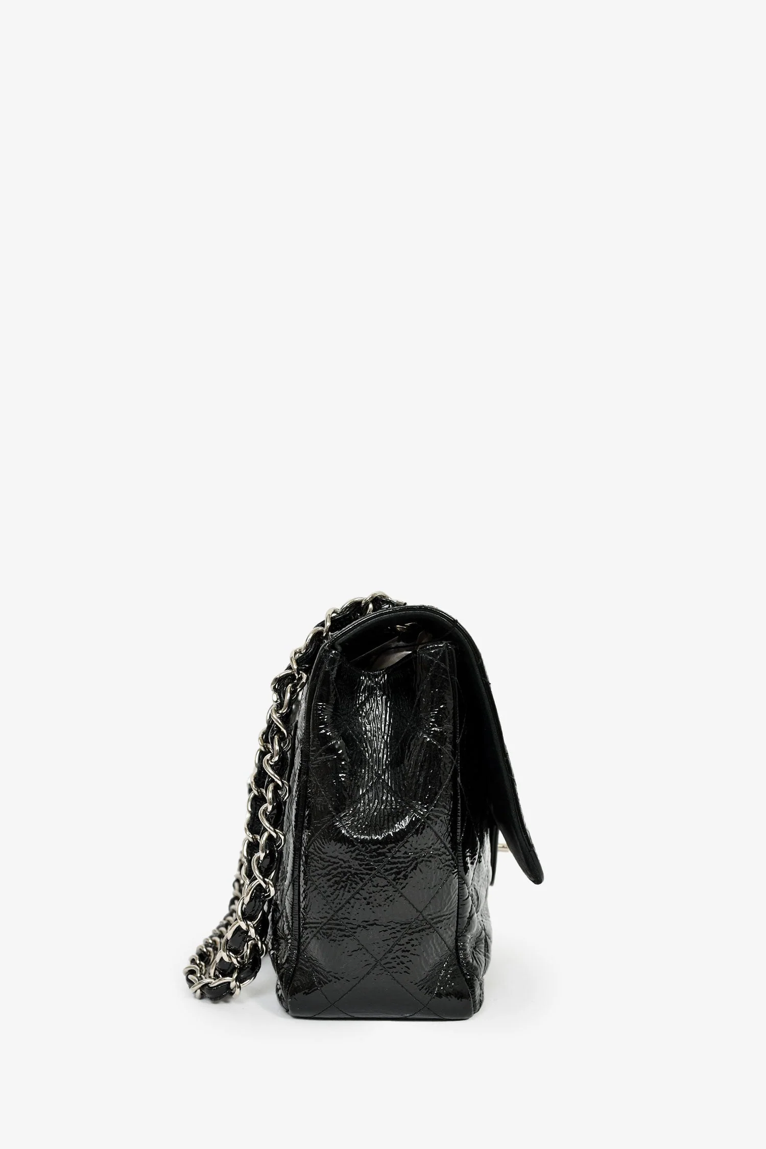 Pre-Loved Chanel™ 2006-08 Black Glossy Patent Single Jumbo Flap Bag - Image 3