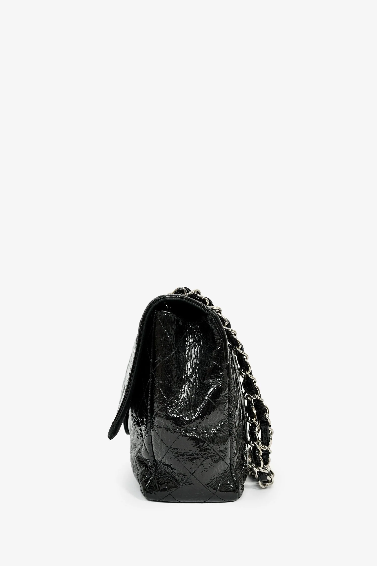 Pre-Loved Chanel™ 2006-08 Black Glossy Patent Single Jumbo Flap Bag - Image 4
