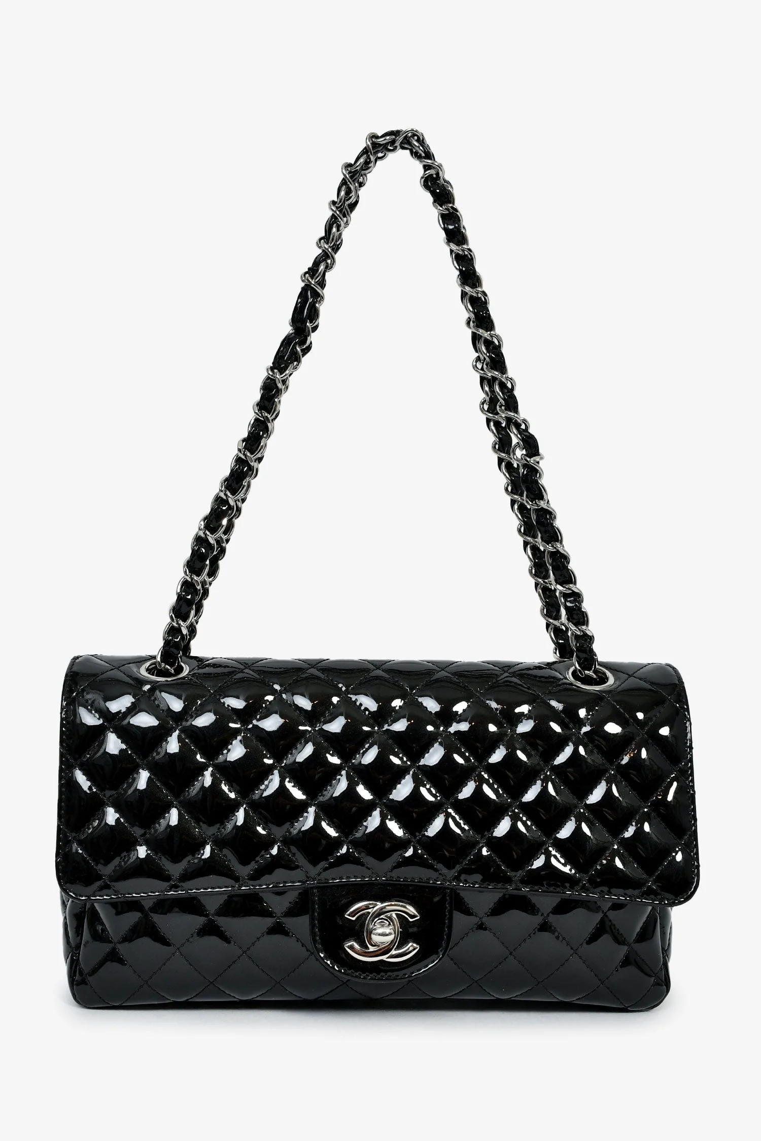 Pre-Loved Chanel™ 2006-08 Black Patent 'Secret Label' Flap Shoulder Bag - Image 7