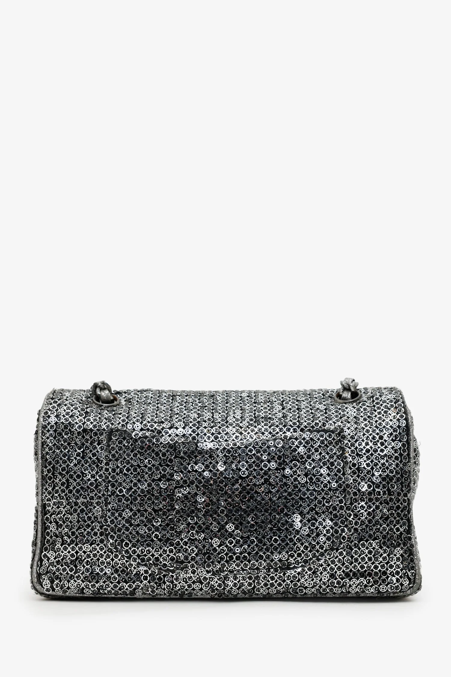 Pre-Loved Chanel™ 2006-08 Silver Metallic Sequin Classic Single Flap Bag - Image 2