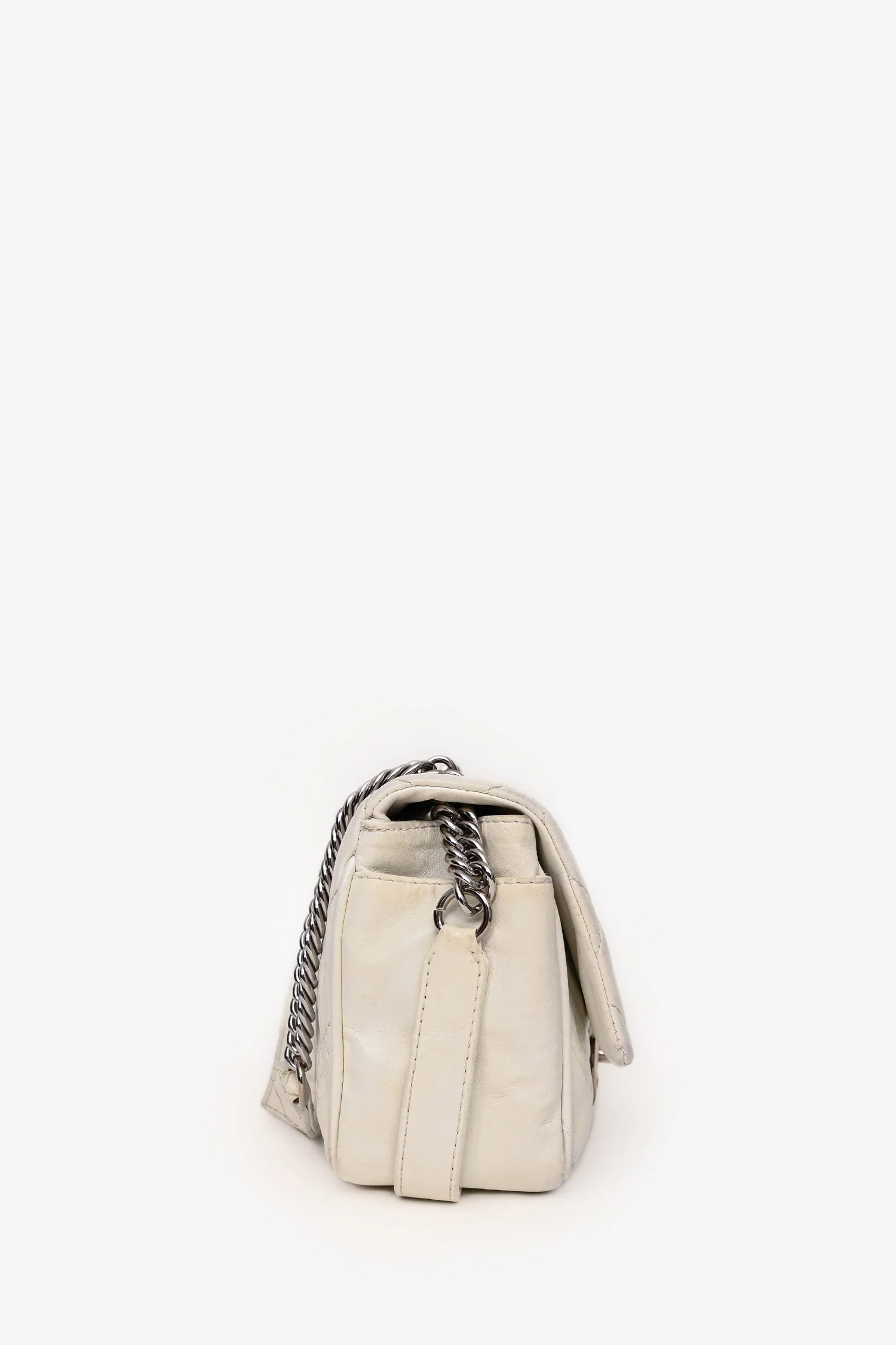 Pre-Loved Chanel™ 2006-08 White Lambskin Leather Icon Flap Bag - Image 3