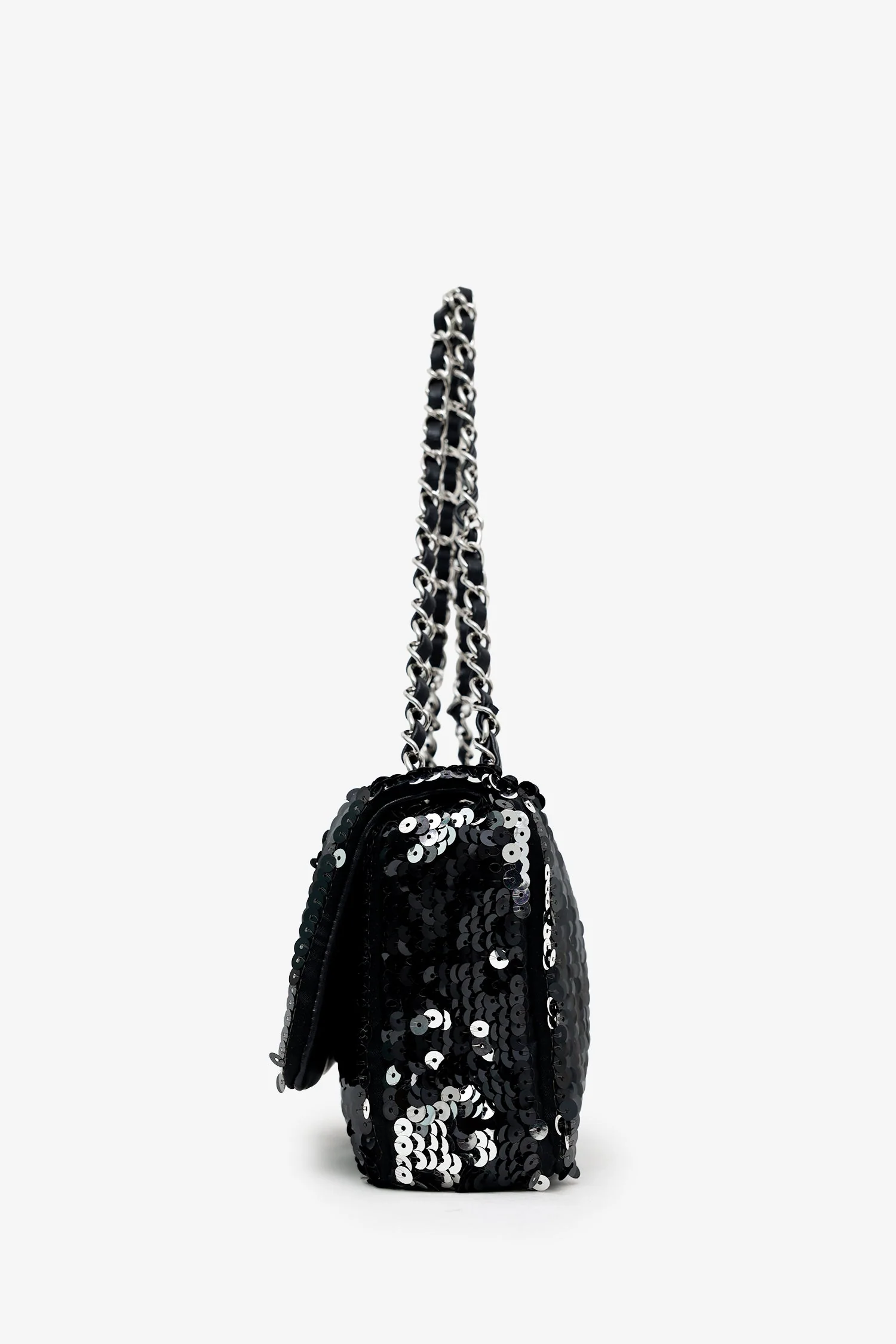 Pre-Loved Chanel™ 2008-09 Black/Silver Sequin Flap CC Logo Shoulder Bag - Image 4
