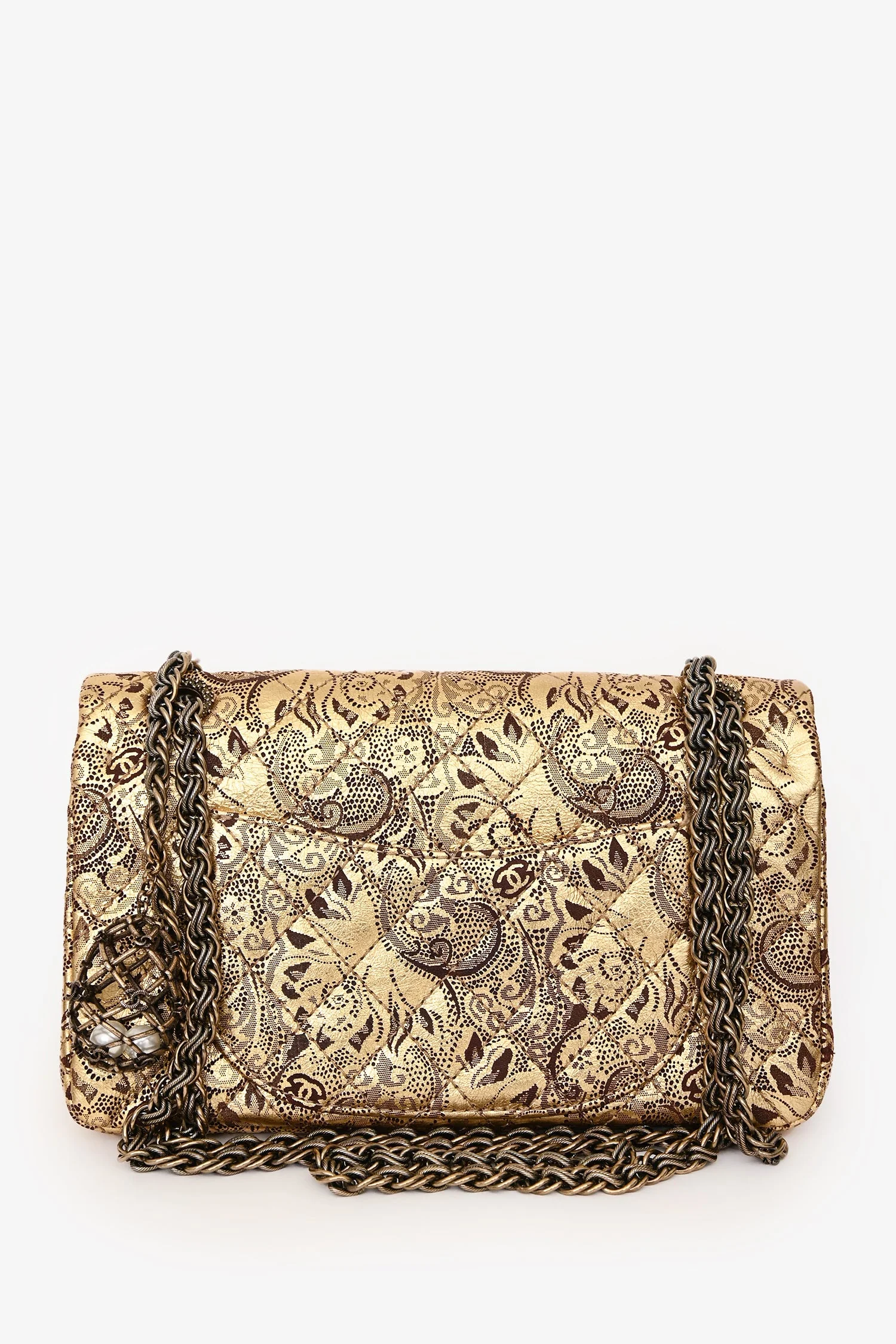Pre-Loved Chanel™ 2008-2009 Gold Metallic Leather Paris-Moscow Classic 2.55 Flap Bag - Image 2