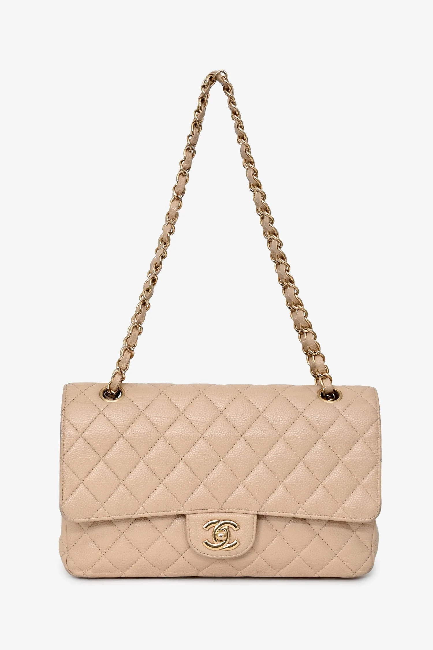 Pre-Loved Chanel™ 2009-10 Beige Caviar Leather Medium Double Flap - Image 7