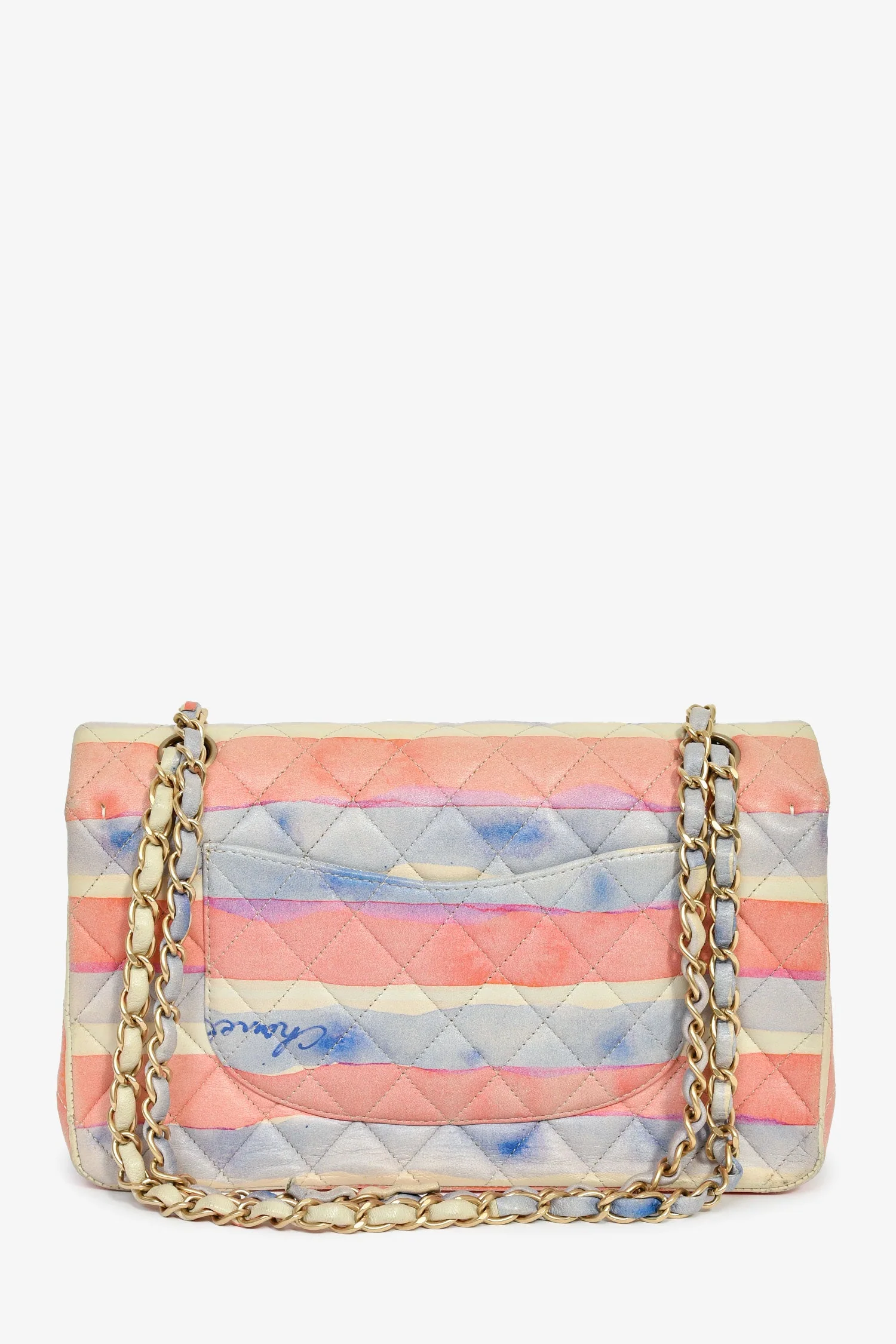 Pre-Loved Chanel™ 2009/10 Pink/Multicolour Lambskin Watercolour Medium Double Flap - Image 2