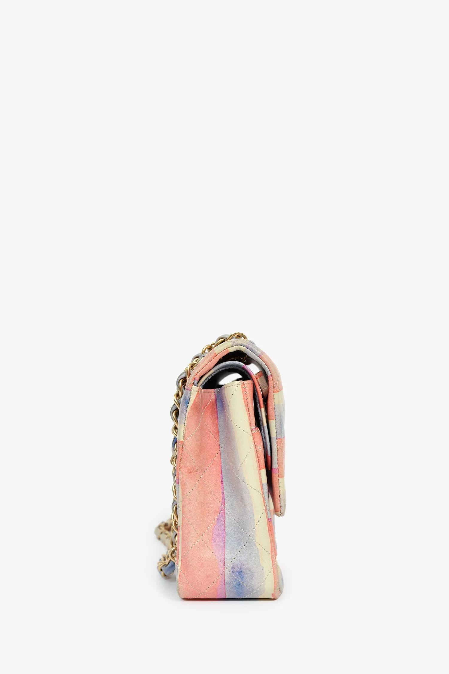 Pre-Loved Chanel™ 2009/10 Pink/Multicolour Lambskin Watercolour Medium Double Flap - Image 3
