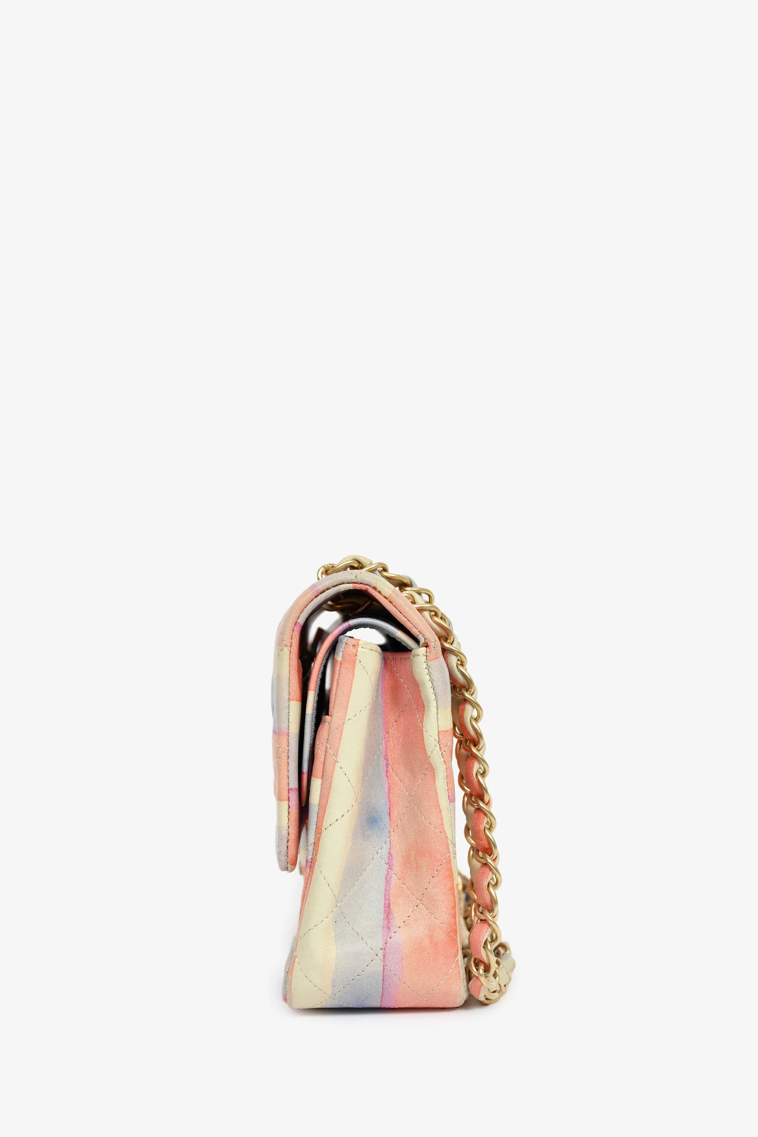 Pre-Loved Chanel™ 2009/10 Pink/Multicolour Lambskin Watercolour Medium Double Flap - Image 4