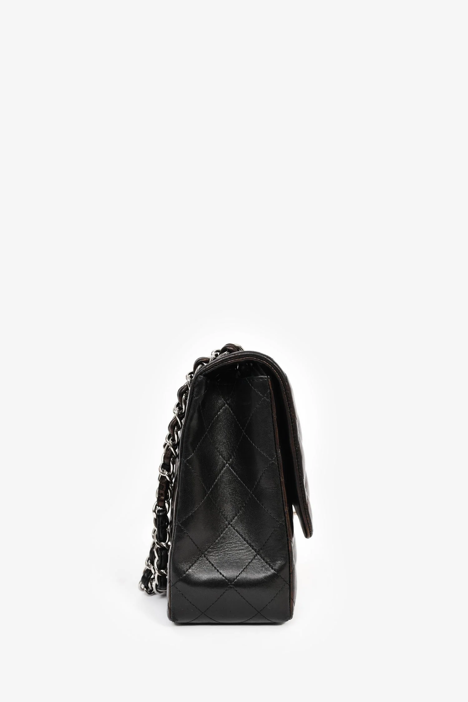 Pre-Loved Chanel™ 2009/2010 Brown/Black Lambskin Leather Metallic Single Flap Jumbo Bag - Image 3