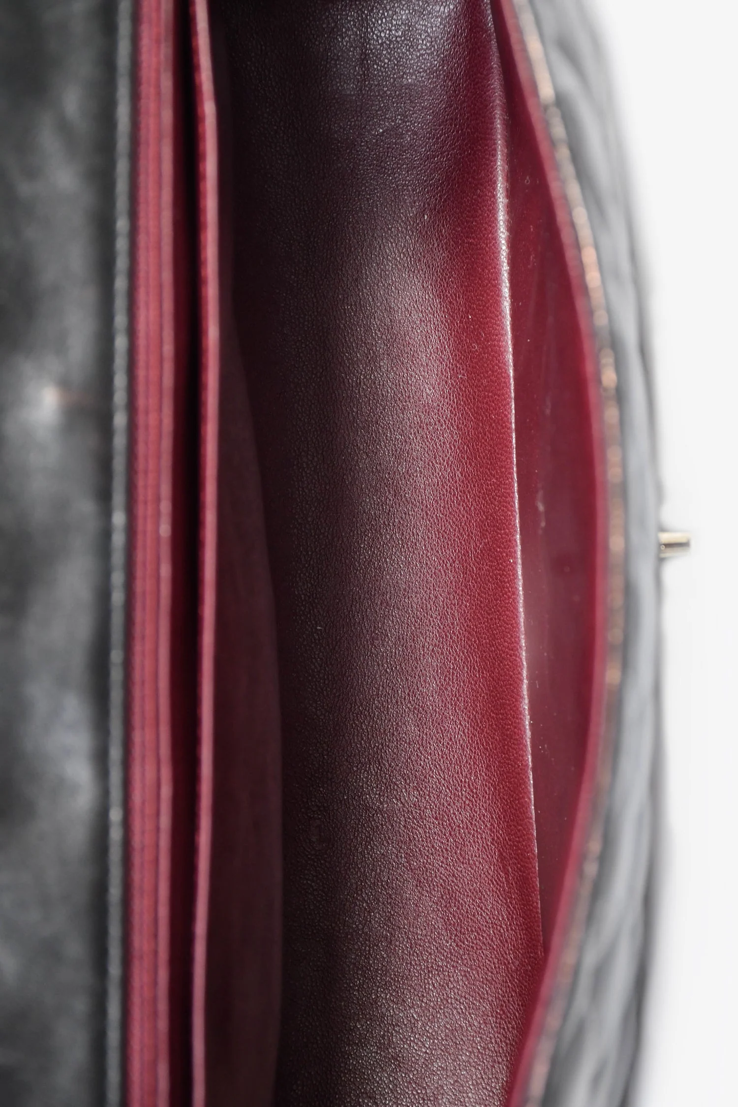 Pre-Loved Chanel™ 2009/2010 Brown/Black Lambskin Leather Metallic Single Flap Jumbo Bag - Image 6