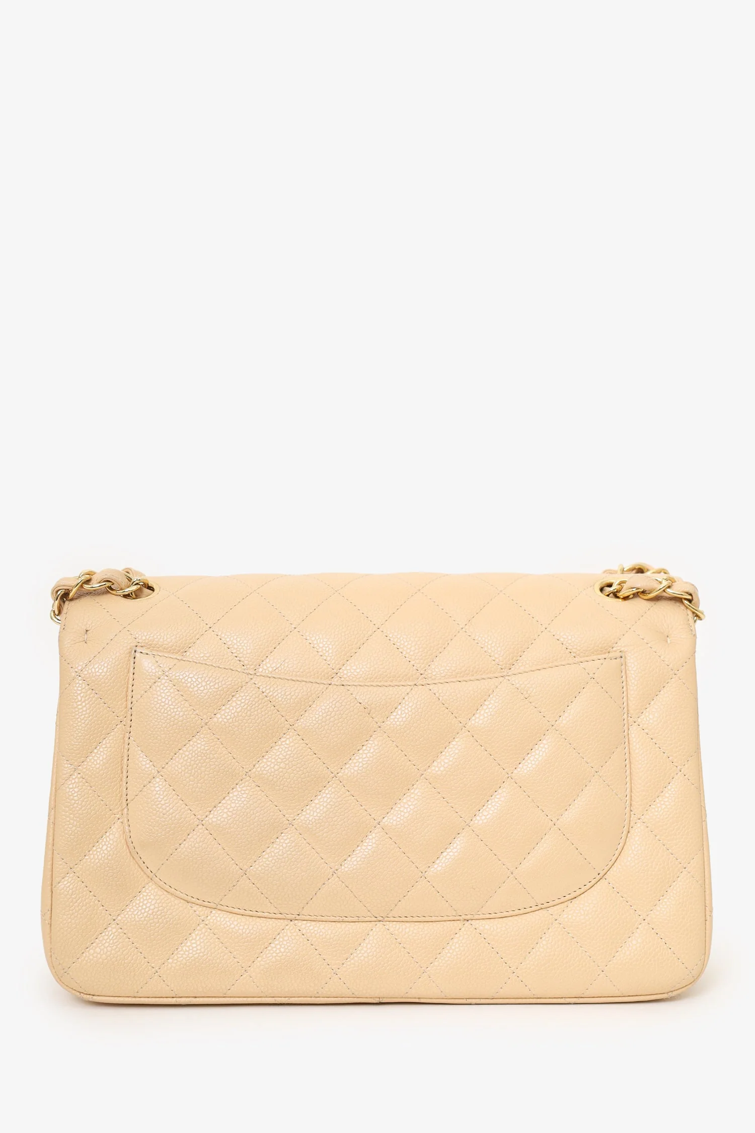 Pre-Loved Chanel™ 2010-11 Beige Caviar Leather Jumbo Classic Double Flap Bag - Image 4