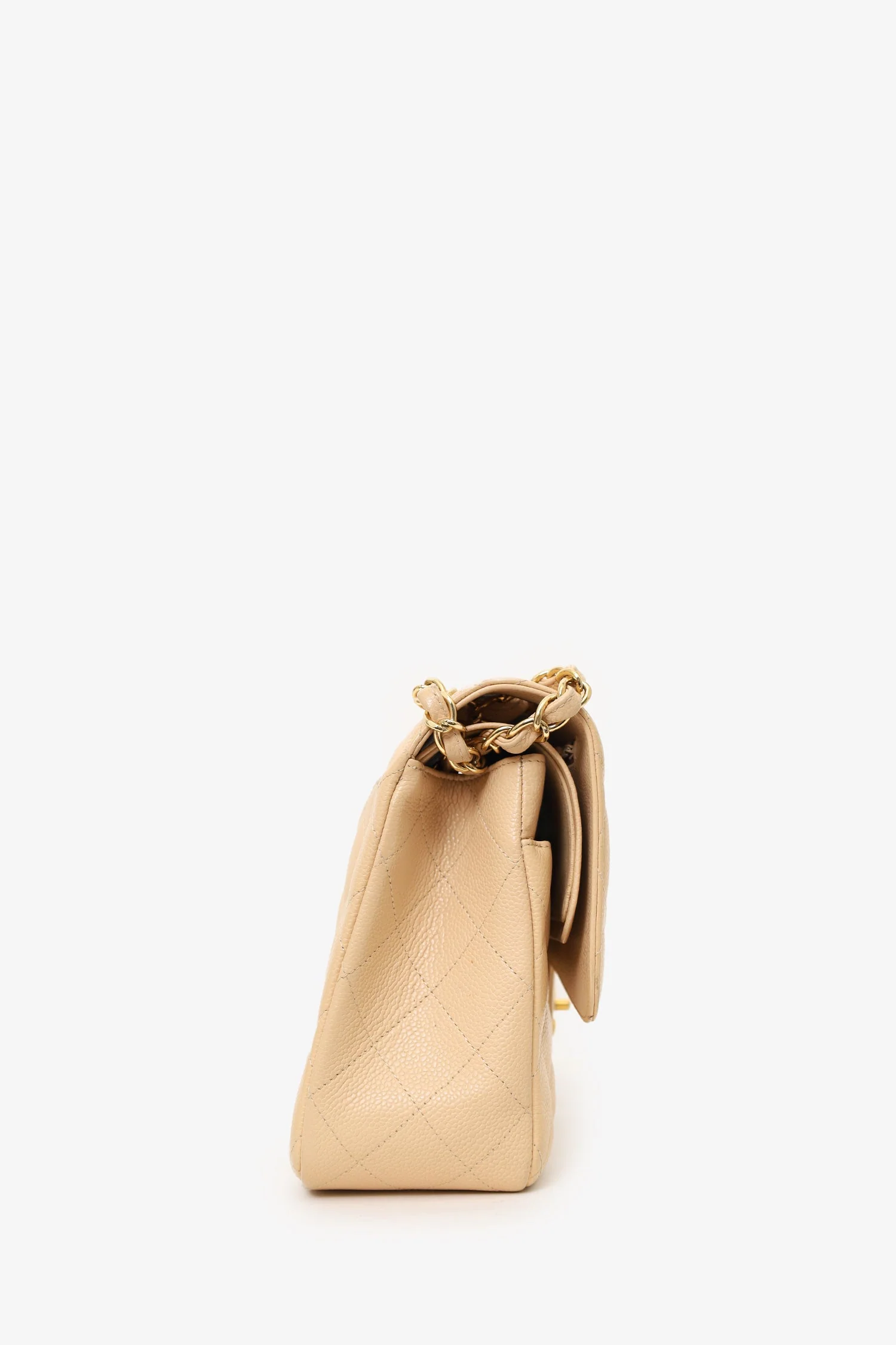 Pre-Loved Chanel™ 2010-11 Beige Caviar Leather Jumbo Classic Double Flap Bag - Image 5
