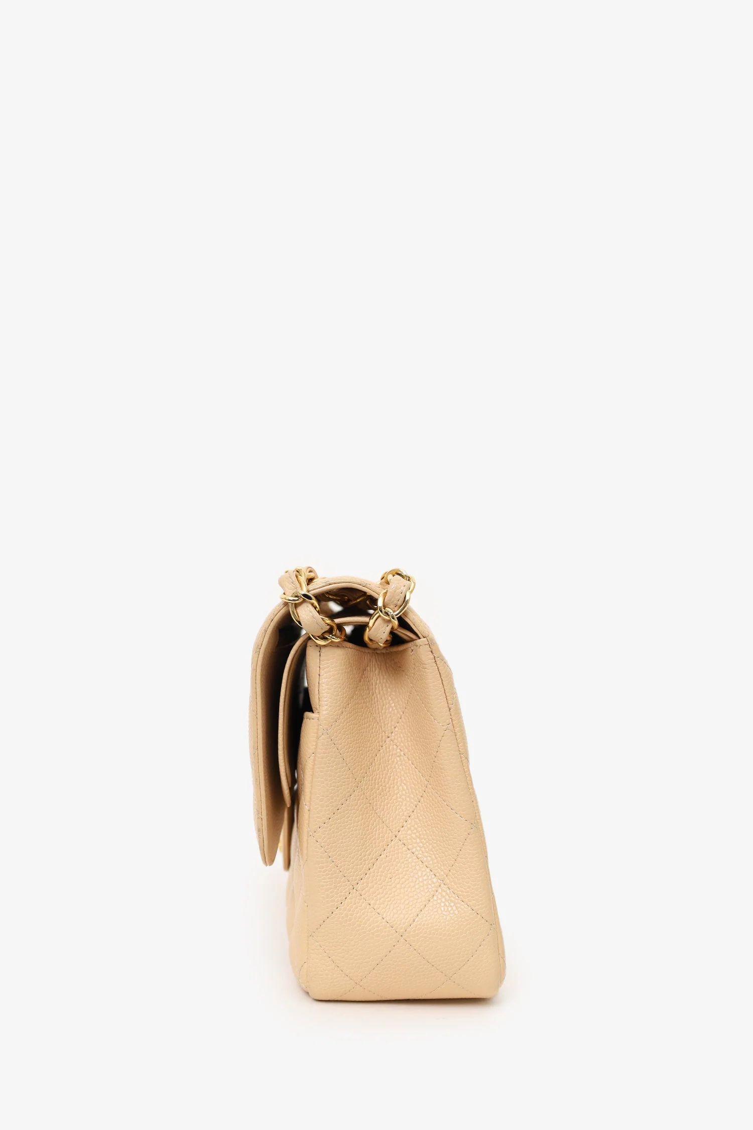 Pre-Loved Chanel™ 2010-11 Beige Caviar Leather Jumbo Classic Double Flap Bag - Image 6