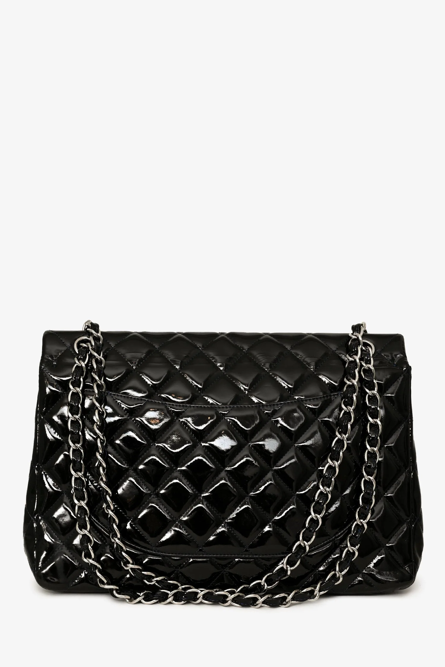 Pre-Loved Chanel™ 2010-11 Black Patent Leather Maxi Jumbo Double Flap - Image 2