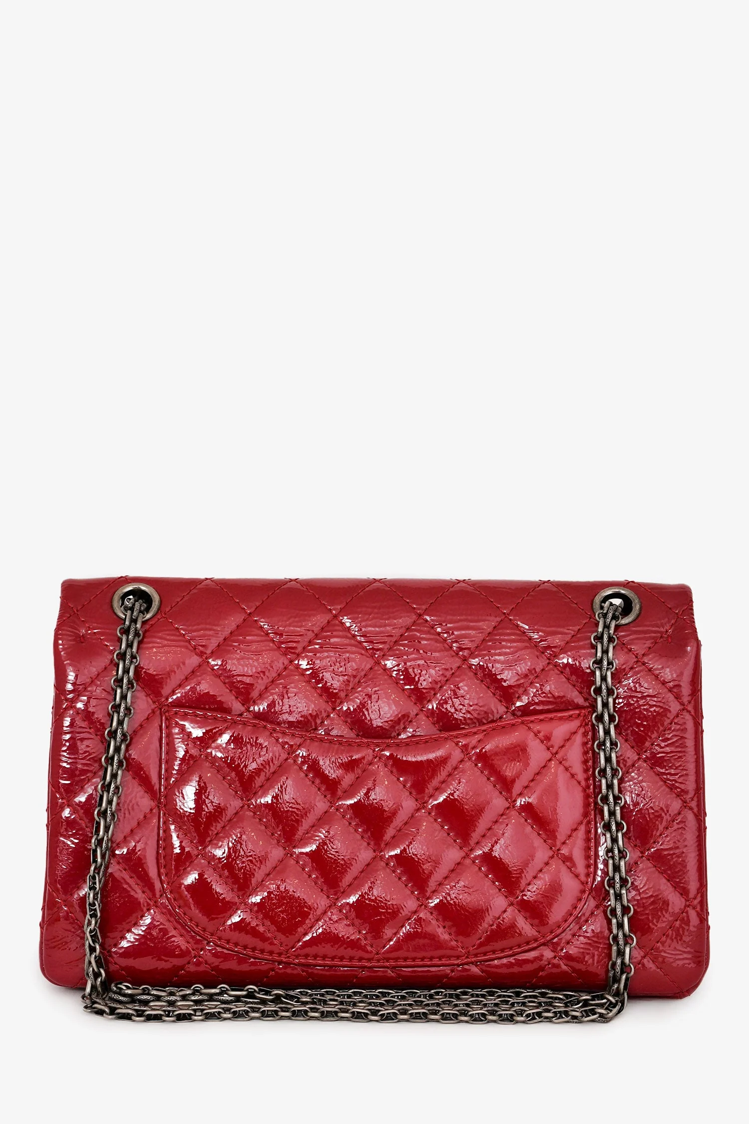 Pre-Loved Chanel™ 2010-11 Red Patent Leather Reissue 266 2.55 Flap Bag - Image 3