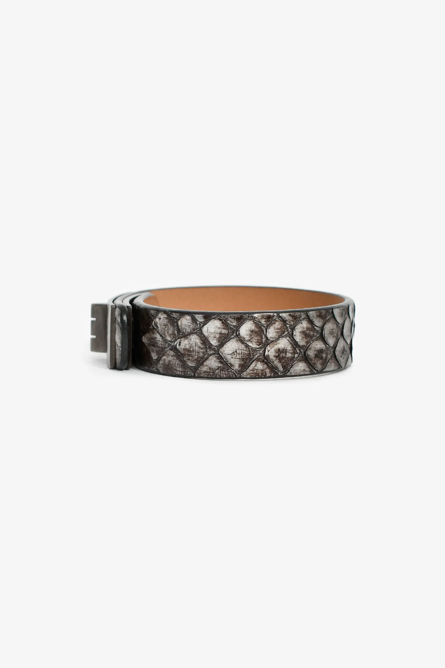Pre-Loved Chanel™ 2010 Silver Metallic Python Leather Mademoiselle Turnlock Bracelet - Image 4