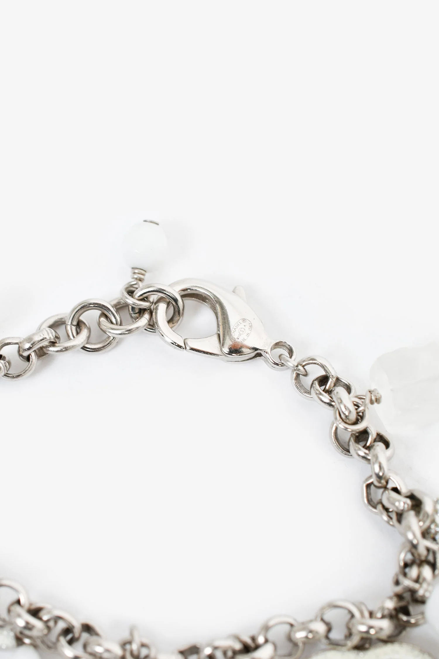 Chanel™ 2010 Silver Tone/White Enamel CC Charm Bracelet - Image 3