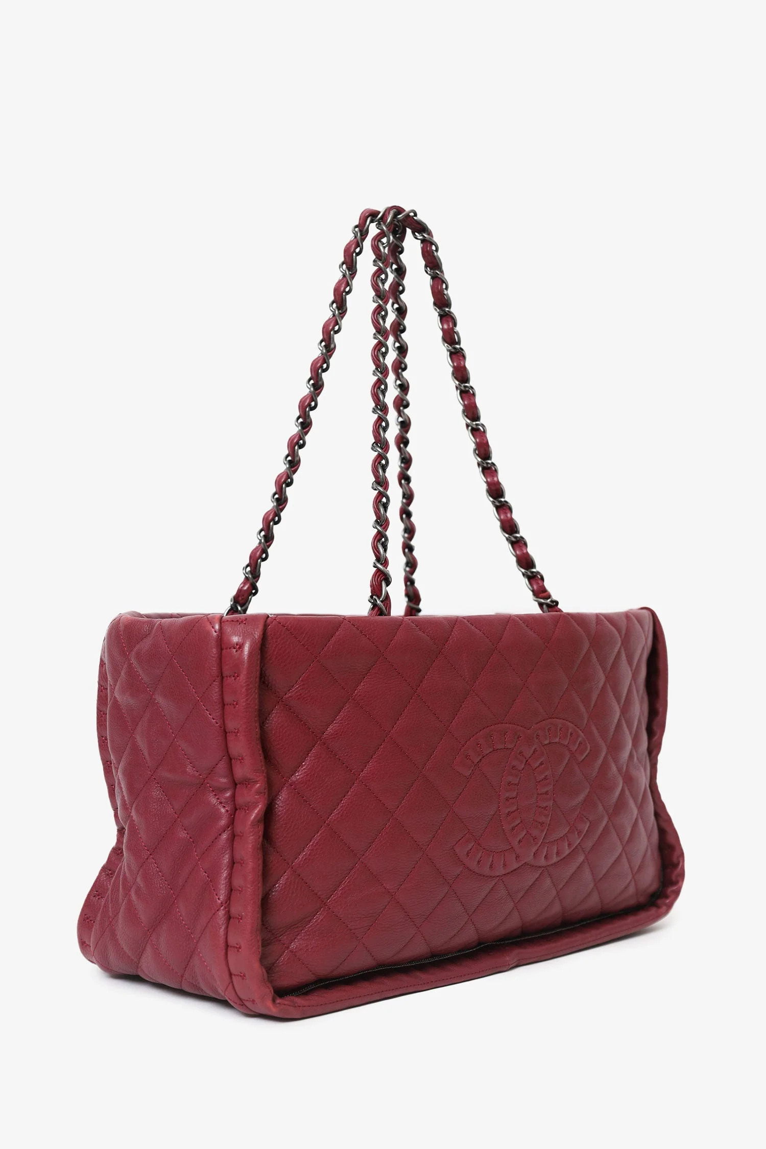 Pre-Loved Chanel™ 2011-12 Burgundy Quilted Leather CC Chain Tote - Image 3