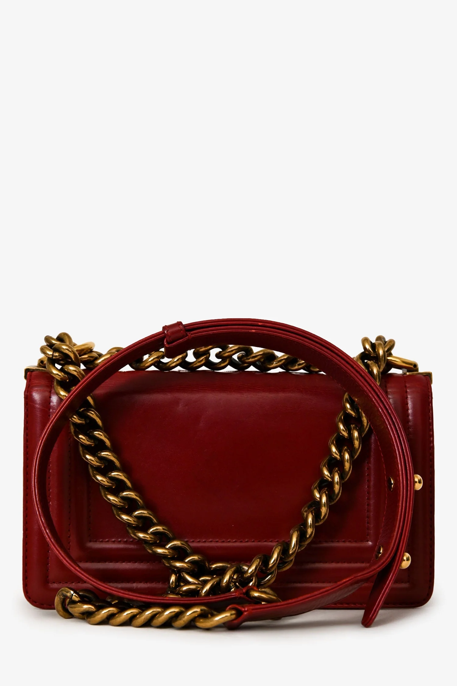 Pre-Loved Chanel™ 2011/12 Dark Rouge Smooth Calfskin Small Boy Bag - Image 2