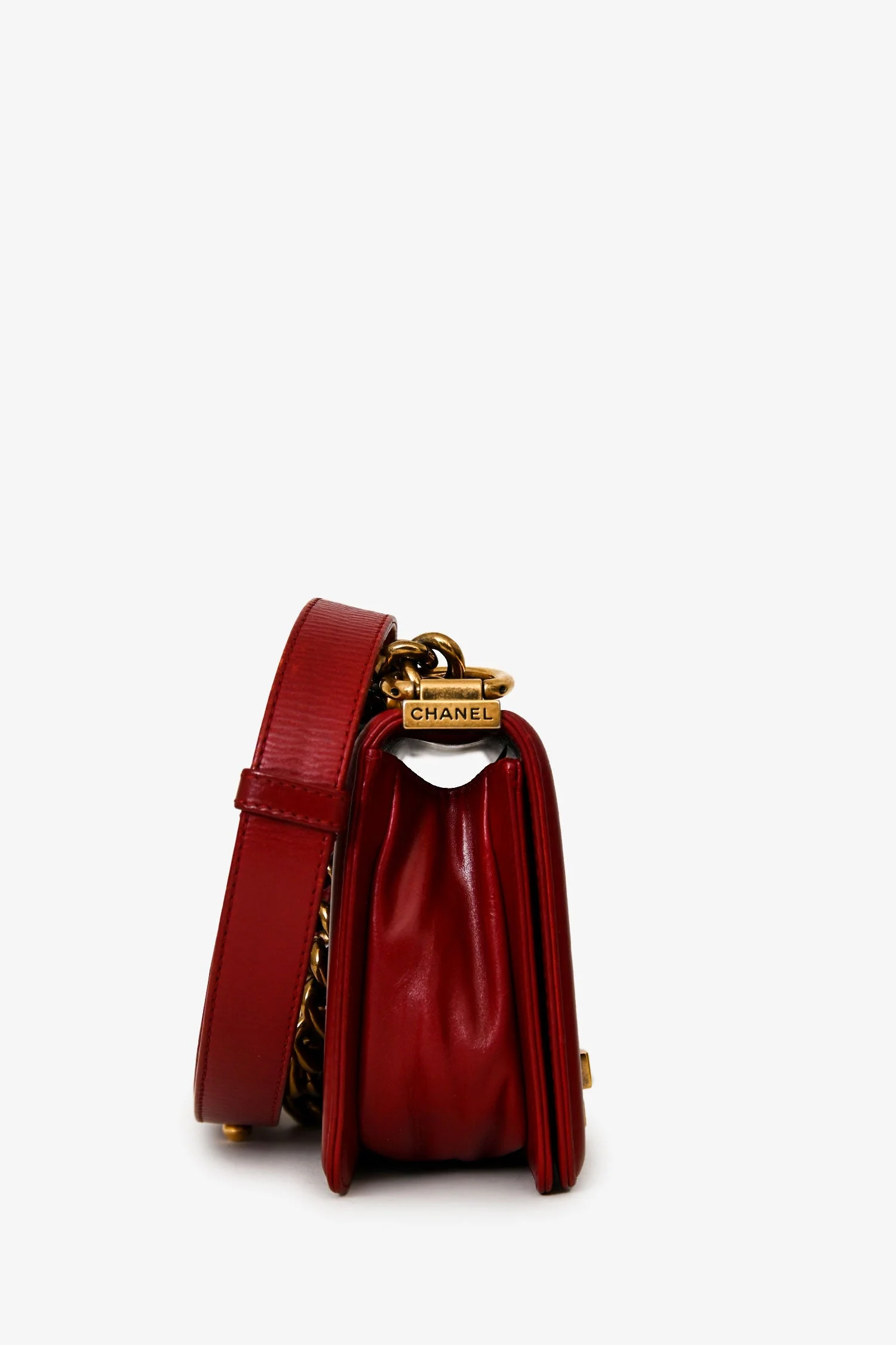 Pre-Loved Chanel™ 2011/12 Dark Rouge Smooth Calfskin Small Boy Bag - Image 3