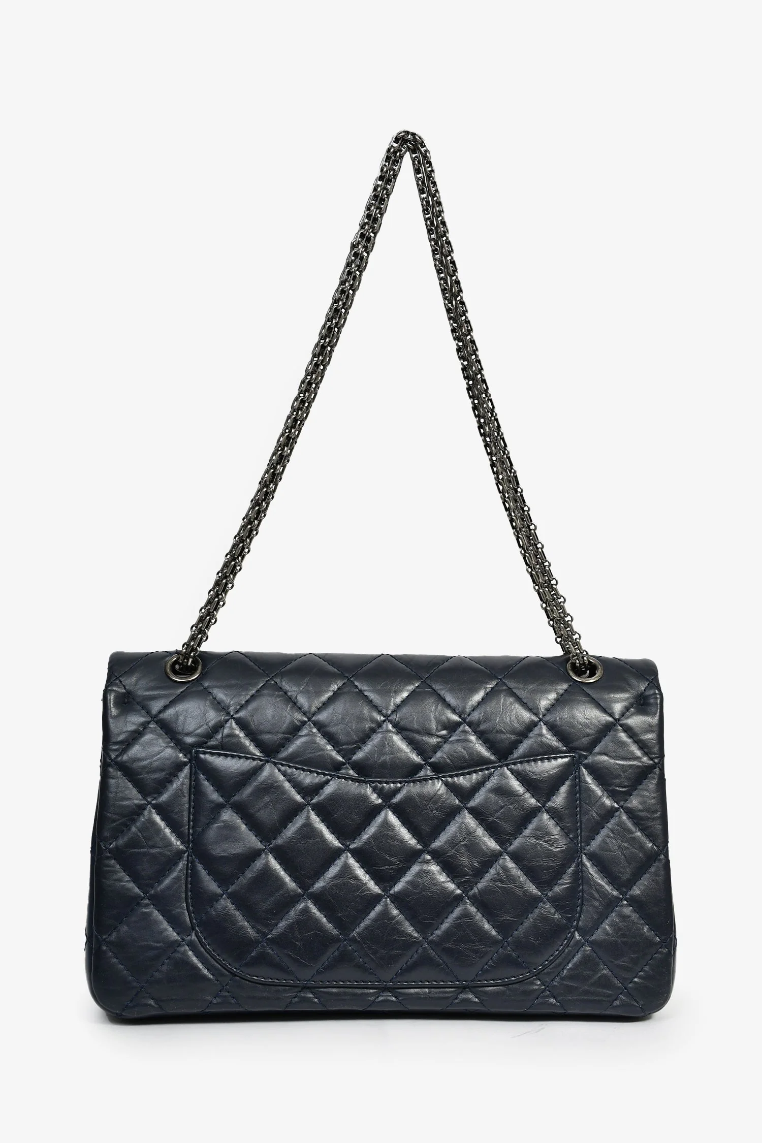 Pre-Loved Chanel™ 2011-12 Navy Quilted Lambskin 227 Maxi Reissue Flap Shoulder Bag - Image 2