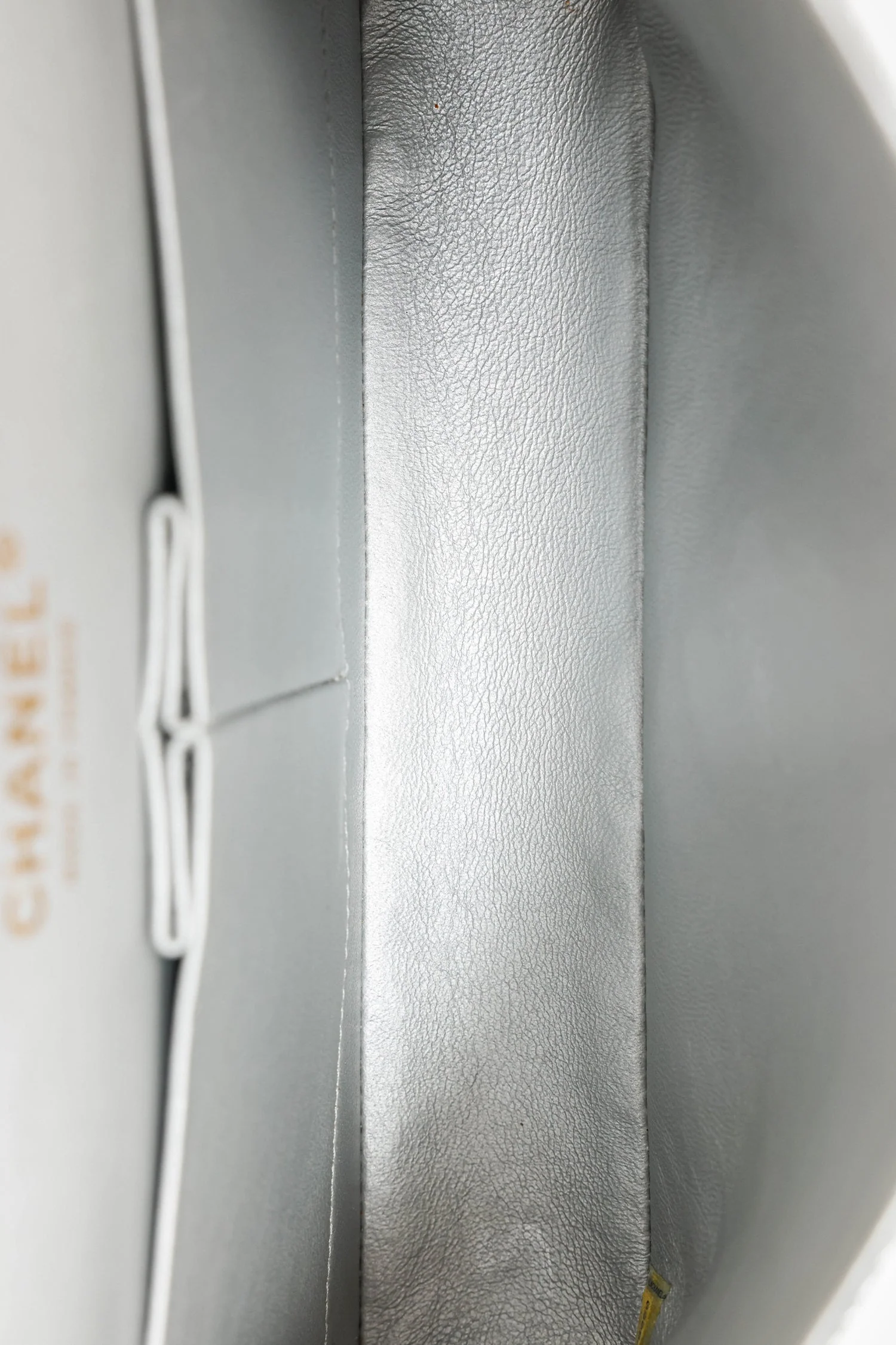Pre-Loved Chanel™ 2011-12 Silver Metallic Fabric Small Classic Double Flap Bag - Image 6