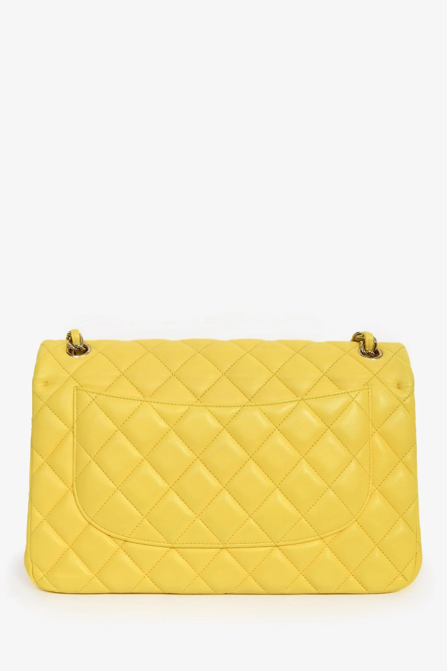 Pre-Loved Chanel™ 2011-12 Yellow Lambskin Yellow Jumbo Double Flap Shoulder Bag - Image 2