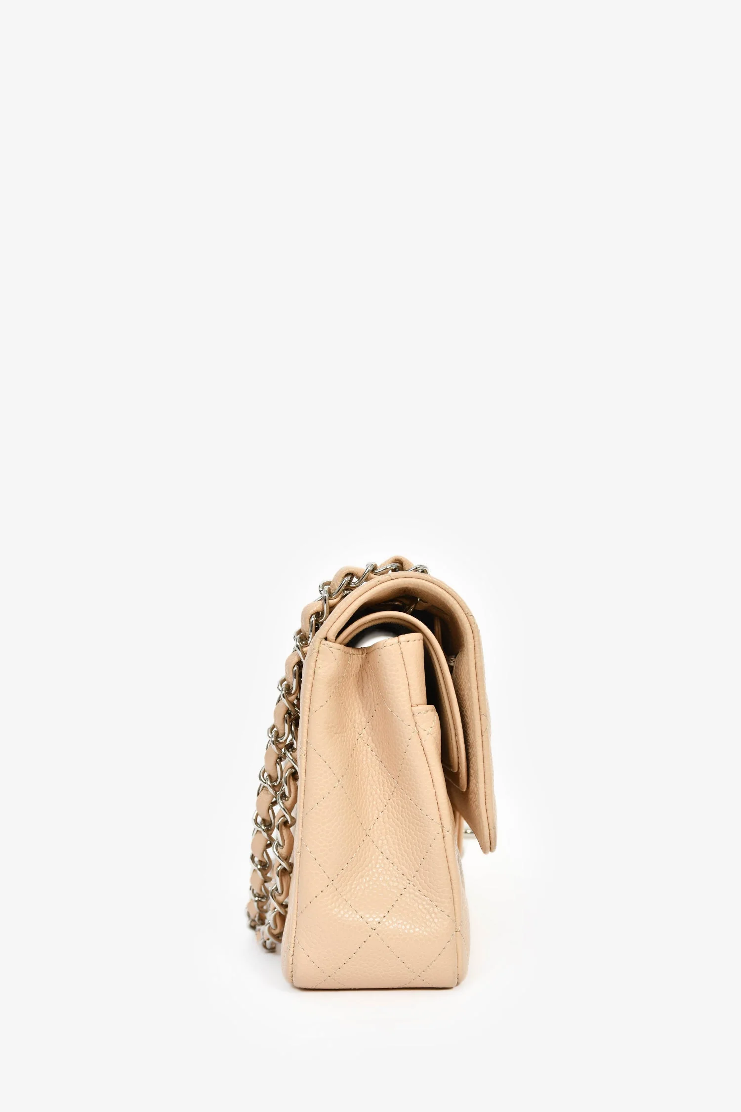 Pre-Loved Chanel™ 2011 Beige Caviar Leather Medium Double Flap Shoulder Bag - Image 3