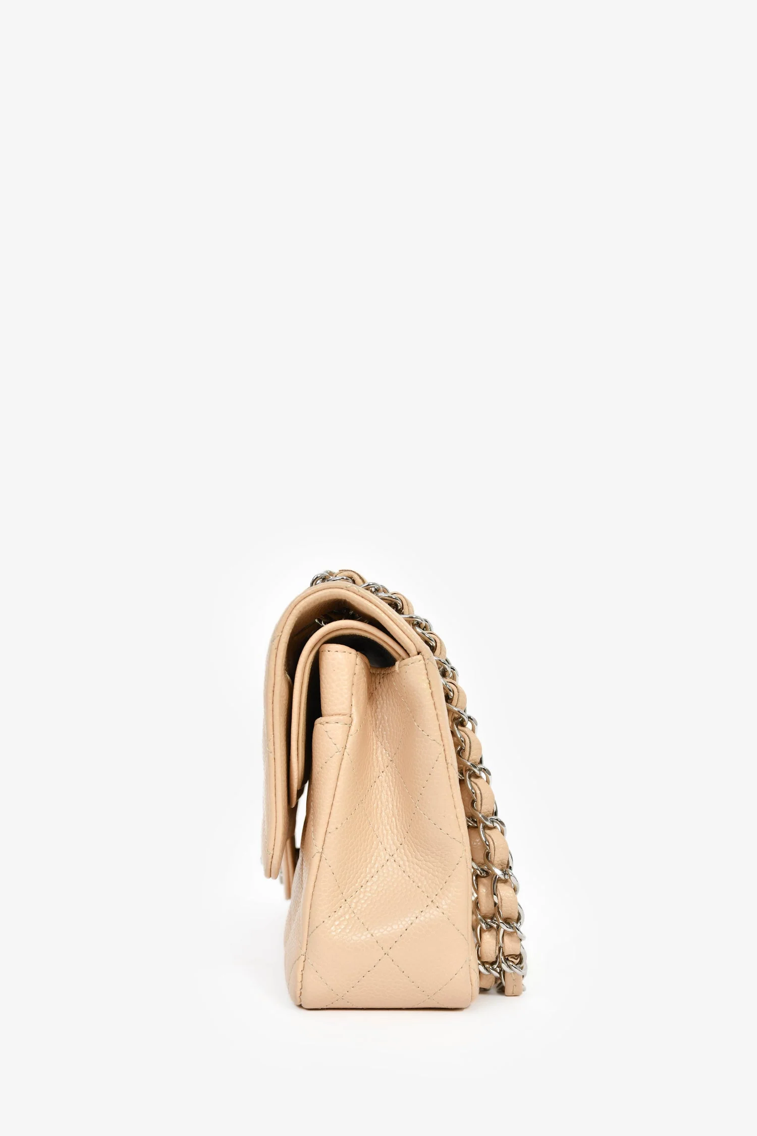Pre-Loved Chanel™ 2011 Beige Caviar Leather Medium Double Flap Shoulder Bag - Image 4