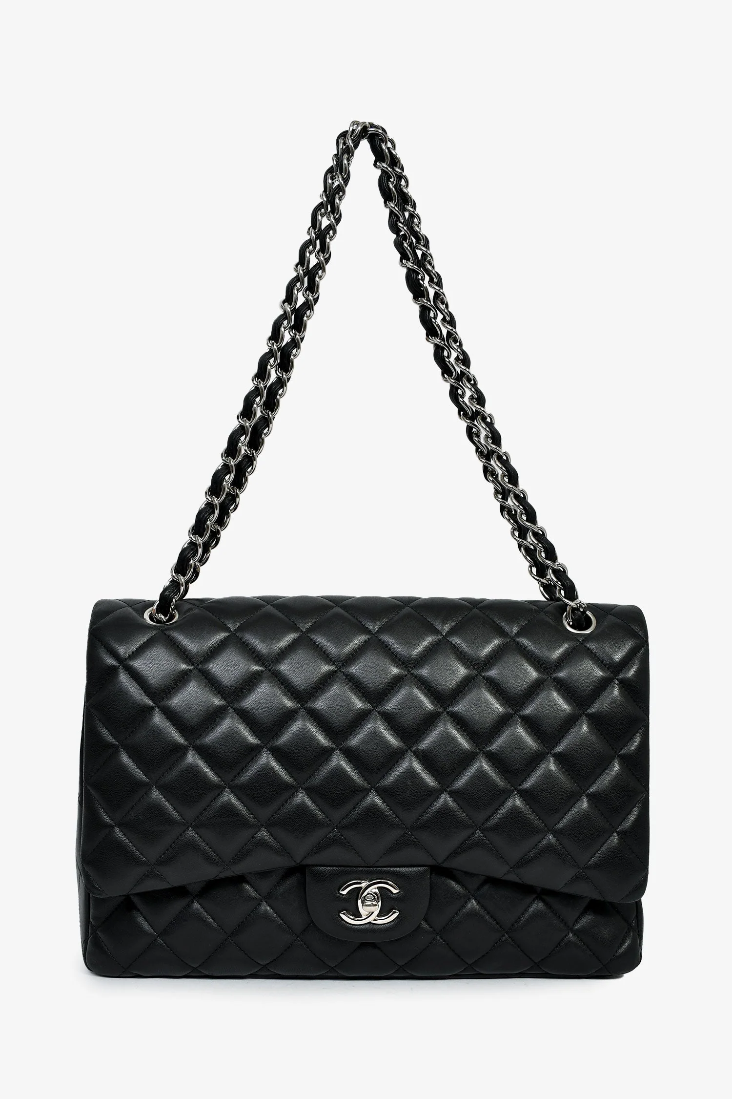 Pre-Loved Chanel™ 2011 Black Lambskin Maxi Single Flap Shoulder Bag - Image 7